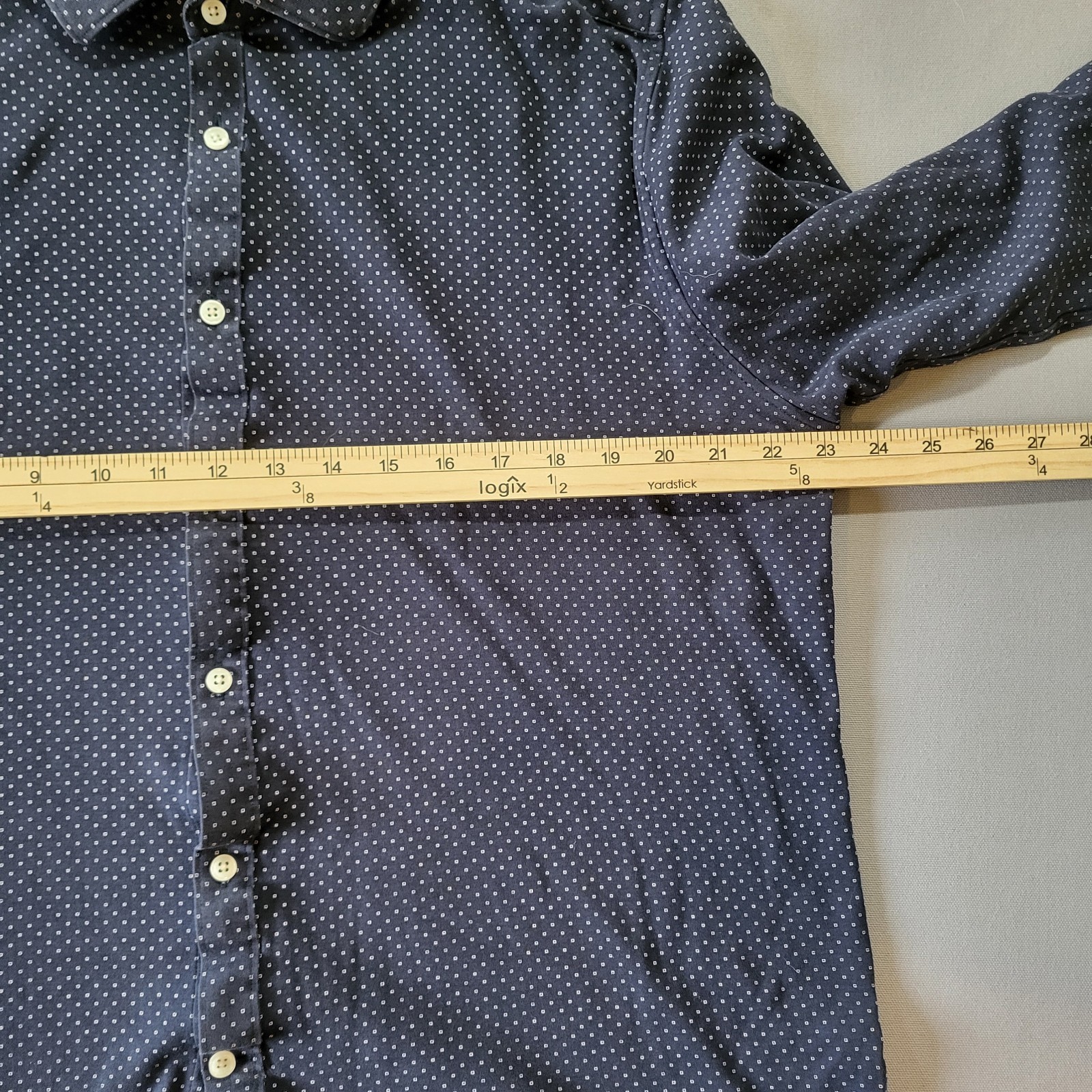 Michael Kors Slim Fit Blue Shirt Patterned Mens XL Button Down