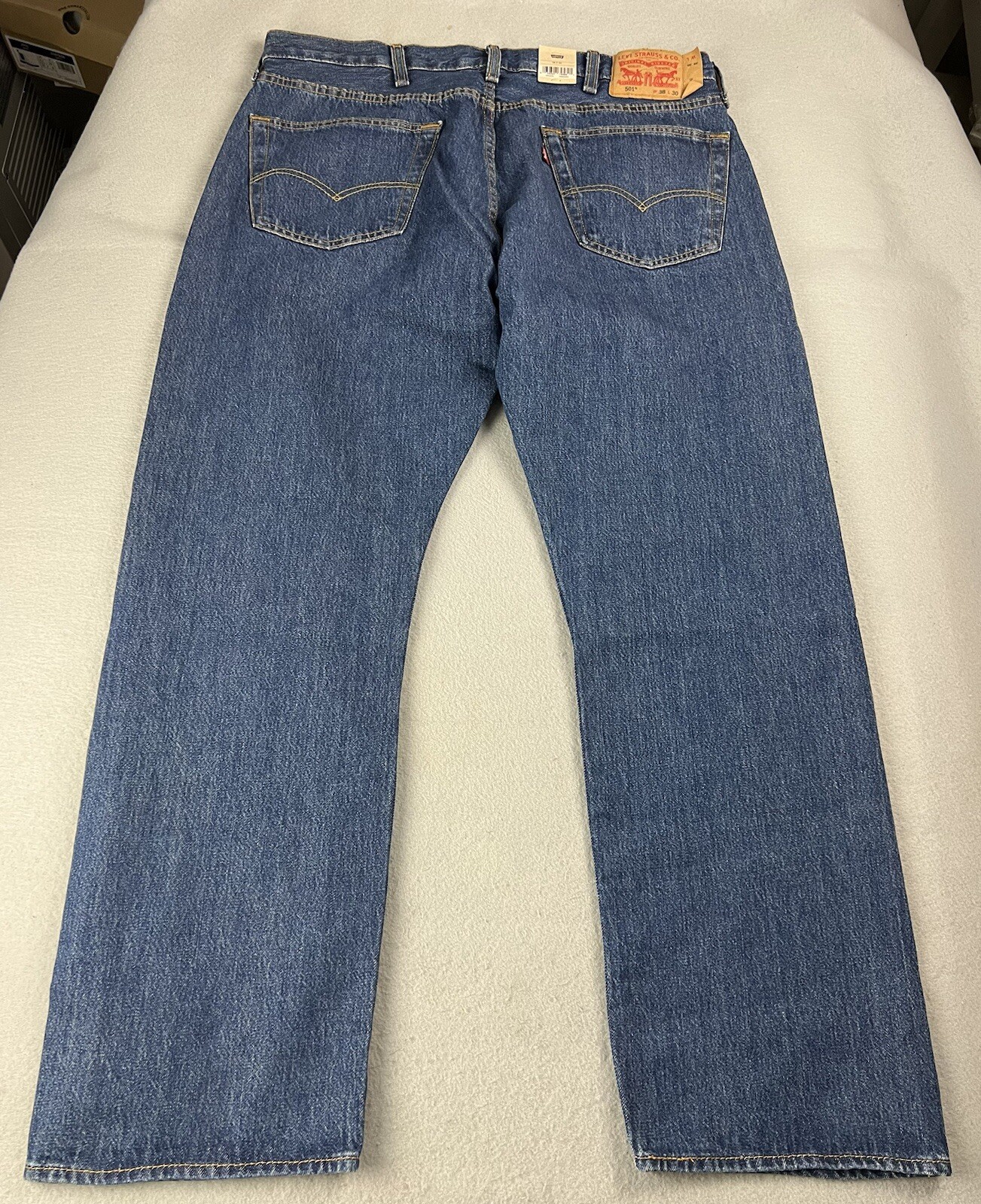 LEVI’S 501 Regular Fit Straight Leg Button Fly Jeans W38 L30 Dark Stonewash NWT