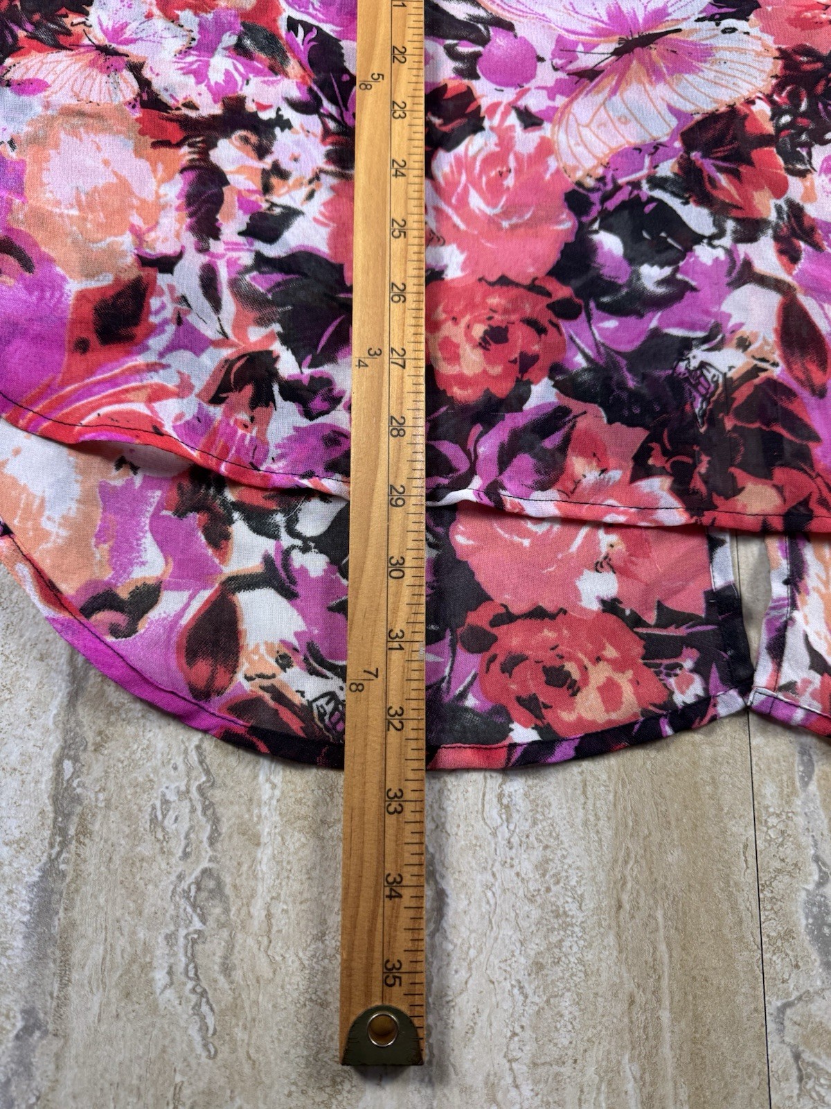 Apollo 3X Tank Top Womens Plus Multicolor Floral Butterfly High Low Sheer Blouse