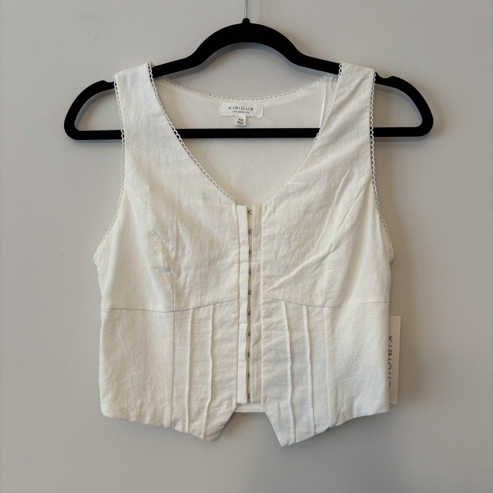 NWT 100% Cotton Corset Bustier Crop Top White XS Festival Western Coquette Boho