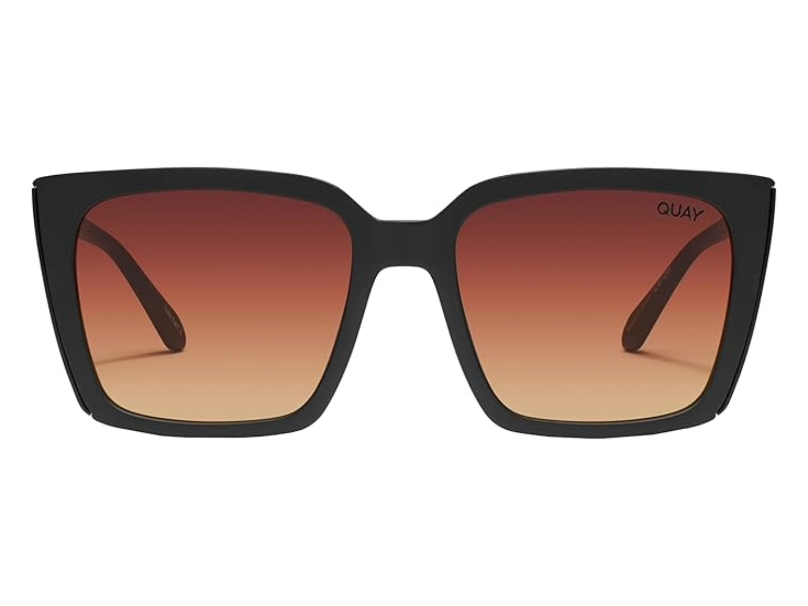 QUAY Womens Front-Cover NO-NS-1791 Matte Black/Brown-Yellow Polarized Sunglasses