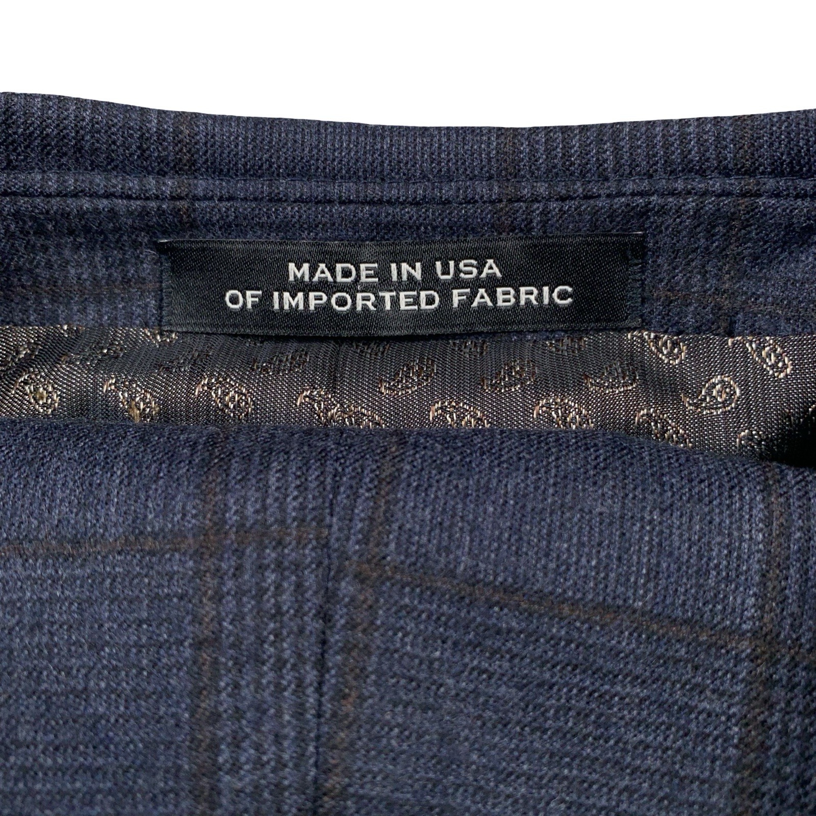 Mens 44 R Joseph Abboud ” Black Label ” Navy Windowpane Flannel Weight Made USA