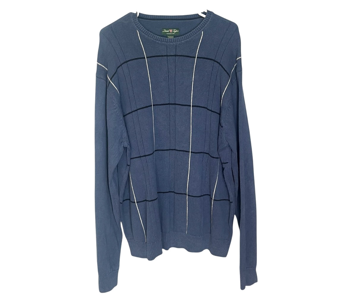 David Taylor Collection Men’s Knit Long Sleeve Sweater Blue XL 100% Cotton