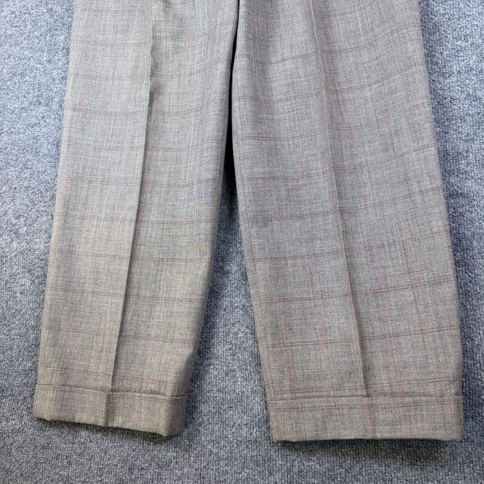 Vintage 50s Drop Loop Pants Mens 32×28 Plaid Wool Talon Zip Pleated Rockabilly
