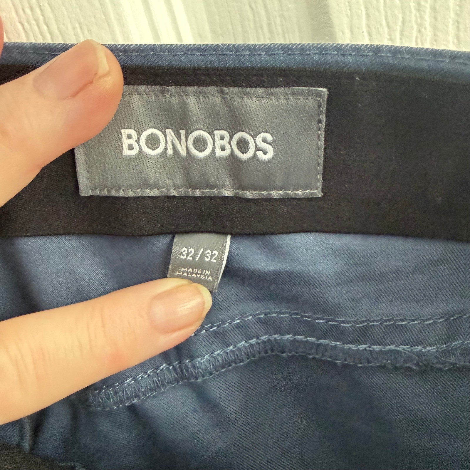 Bonobos Mens 5-Pocket Chino Pants 32×32 Blue Grey Slate Slim Straight Trousers