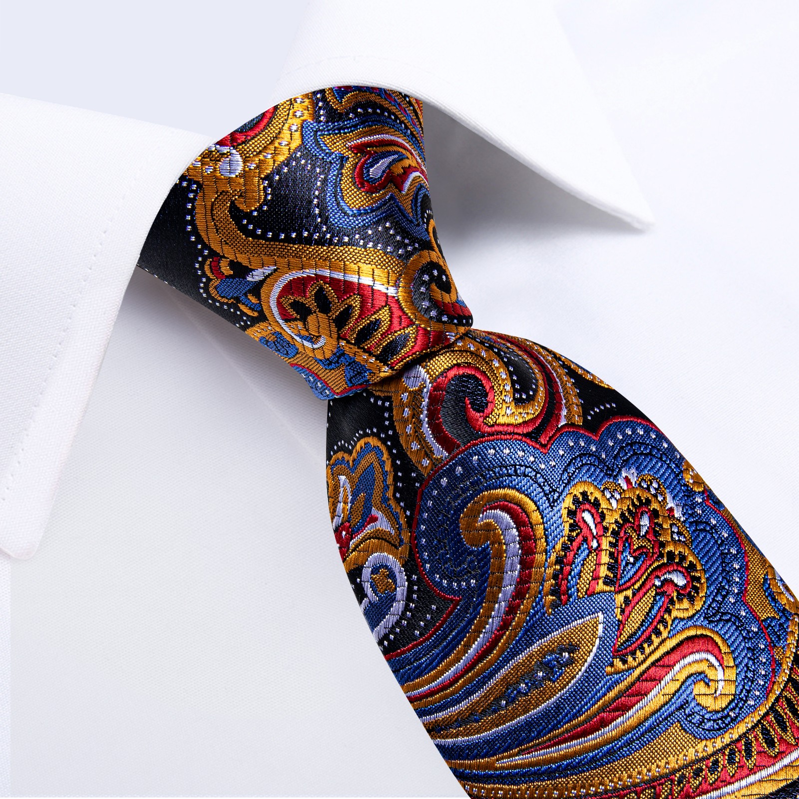 3 Pcs-Men’s Tie Paisley Necktie Hankie Cufflinks Set Party Wedding Formal Gift