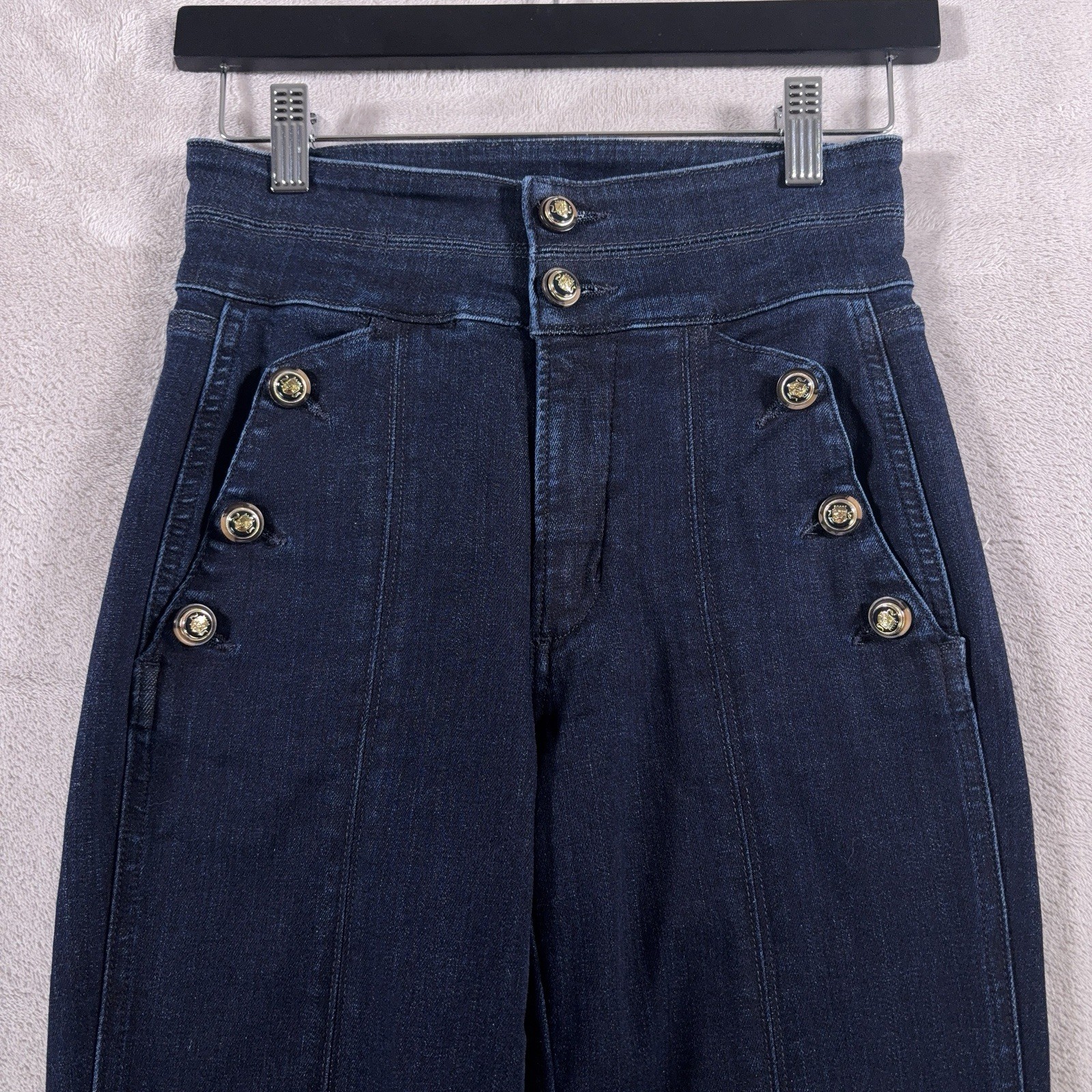 Veronica Beard Beverly Skinny Flare High Rise Jeans Womens 25×32 Blue Stretch
