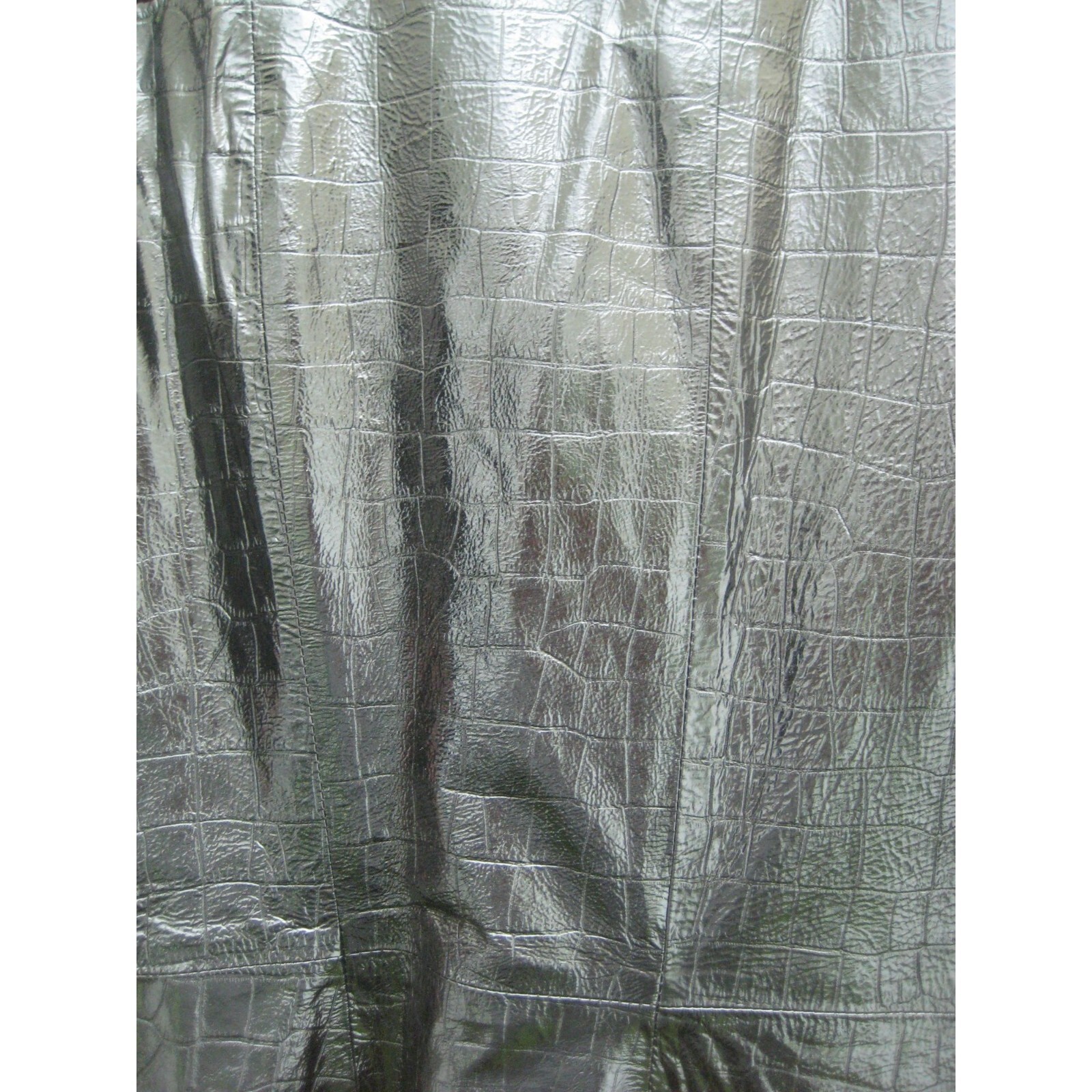 Newport News Jacket Leather Lined Size 12 Black Animal Print Long
