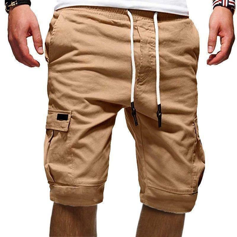 Men Casual Chino Cargo Shorts Pants 6-Pockets Summer Beach Trousers