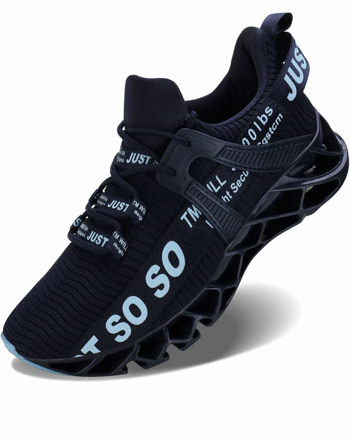 WONESION Mens Breathable Walking Tennis Running Shoes Blade Fashion Dark Blue