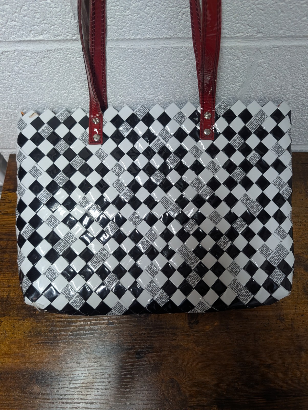 Nahui Ollin Candy Wrapper Purse Over The Shoulder Bag White & Black Eco-Chic