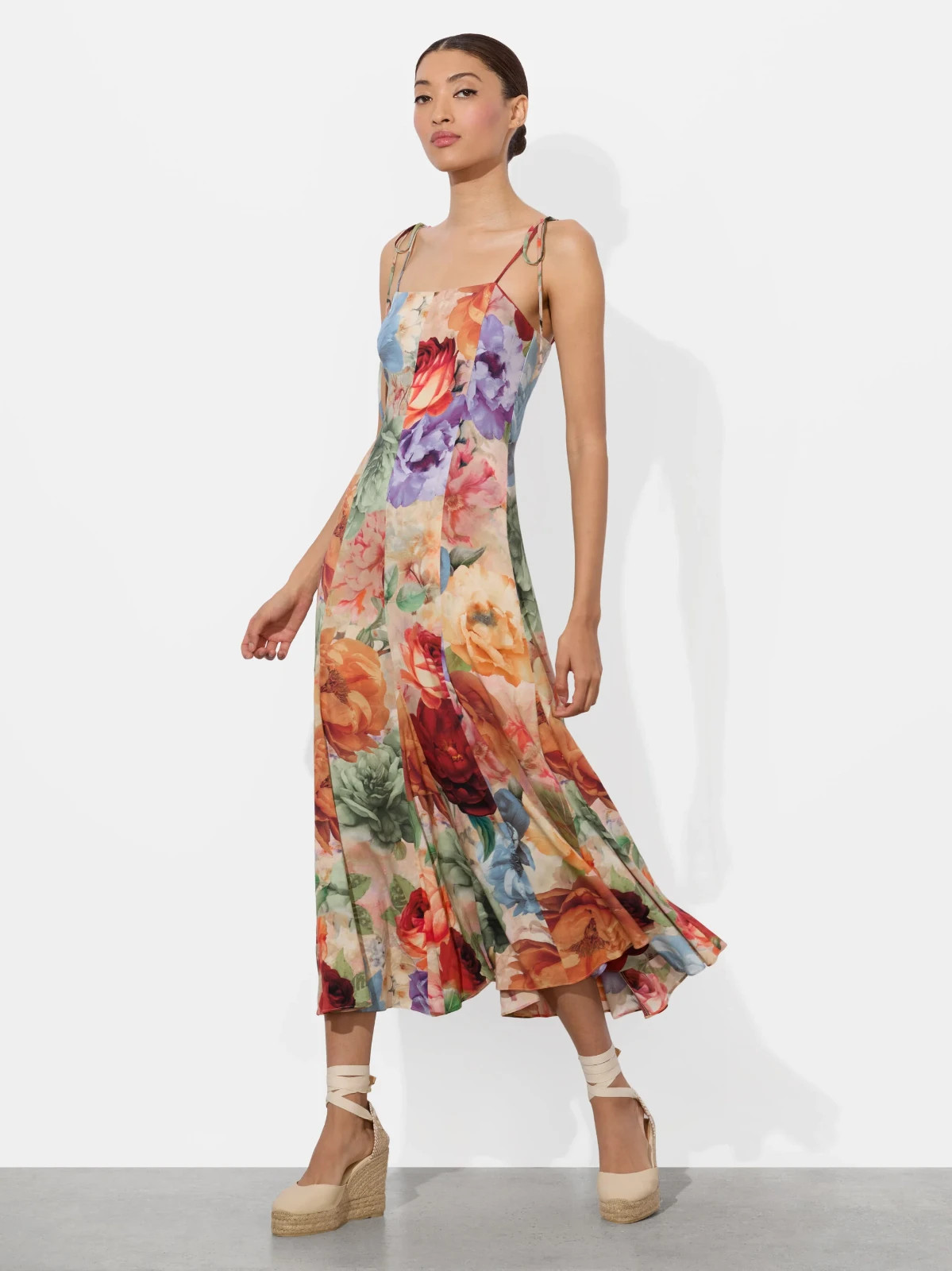 ALICE & OLIVIA (4 ) JEANETTE PANELED STORM FLORAL MIDI DRESS NWT MSRP$595