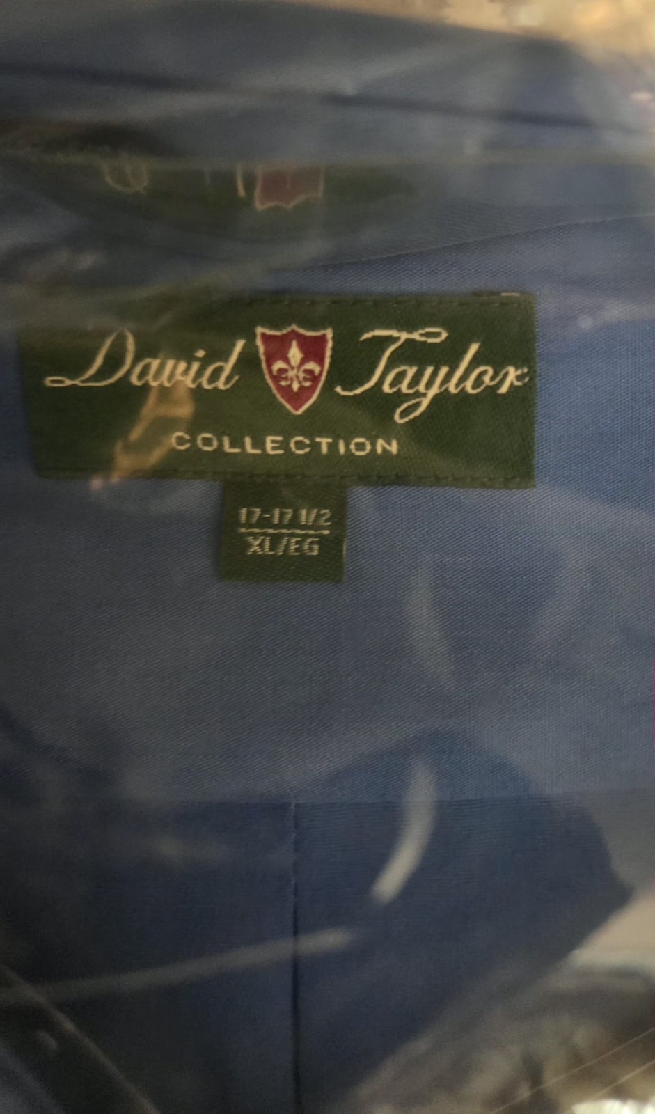 David Taylor Collection Dress Shirt Men’s XL 17-17.5 Blue Short Sleeve NEW