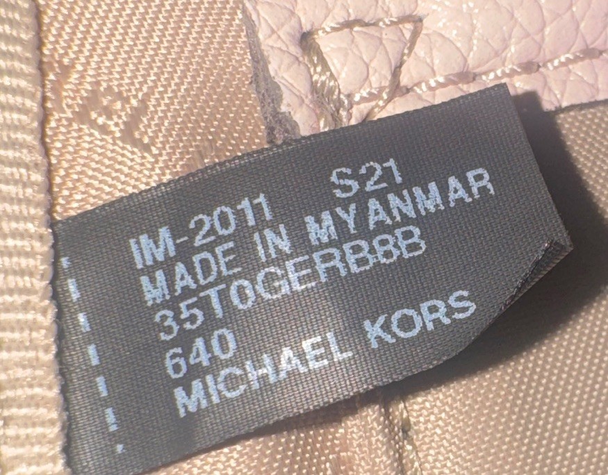 Michael Kors Logo Print Small Backpack Beige/Pink Gold Hardware Zip Detach Strap