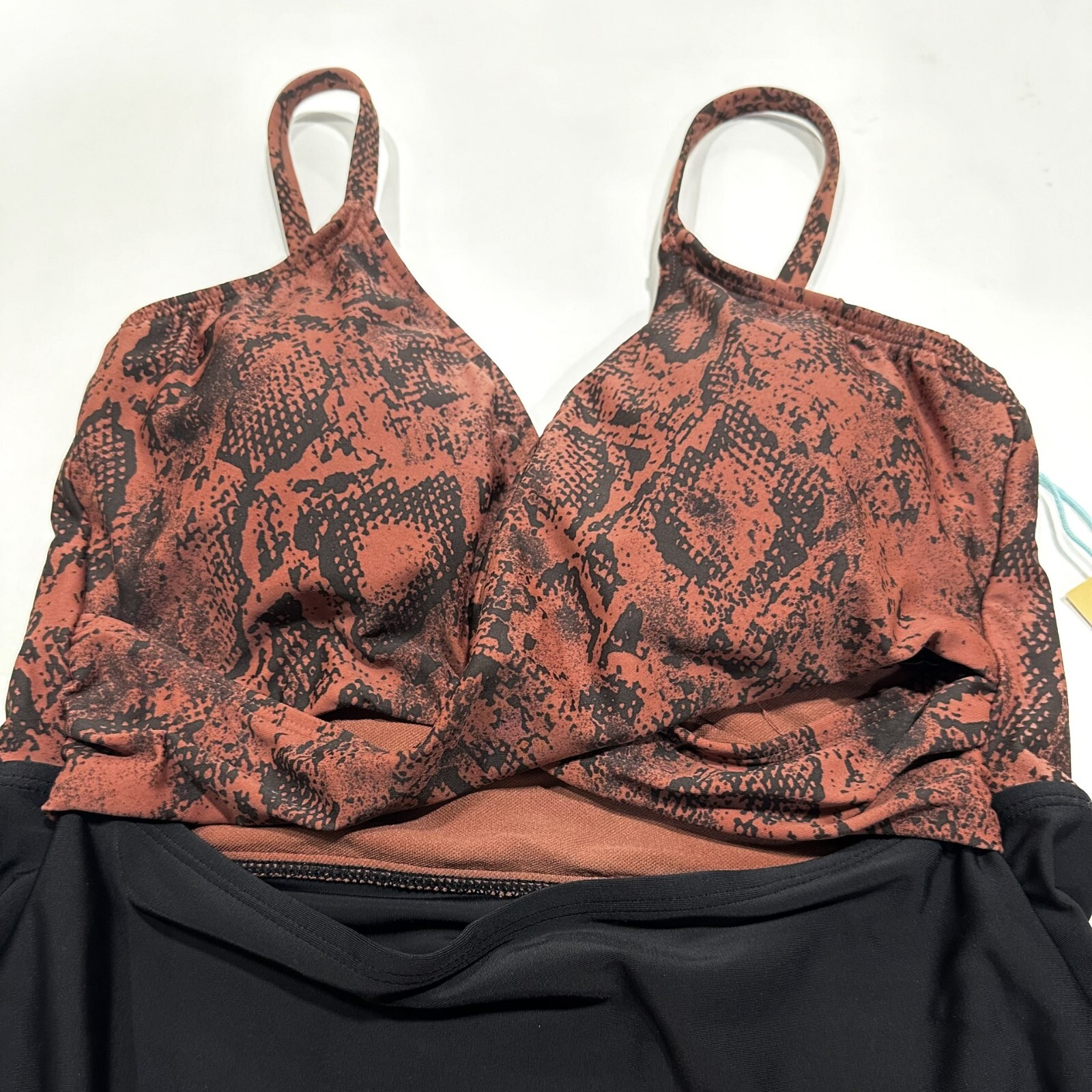 Women’s Wrap Front Medium Coverage One Piece Swimsuit – Kona Sol, Snake Print M