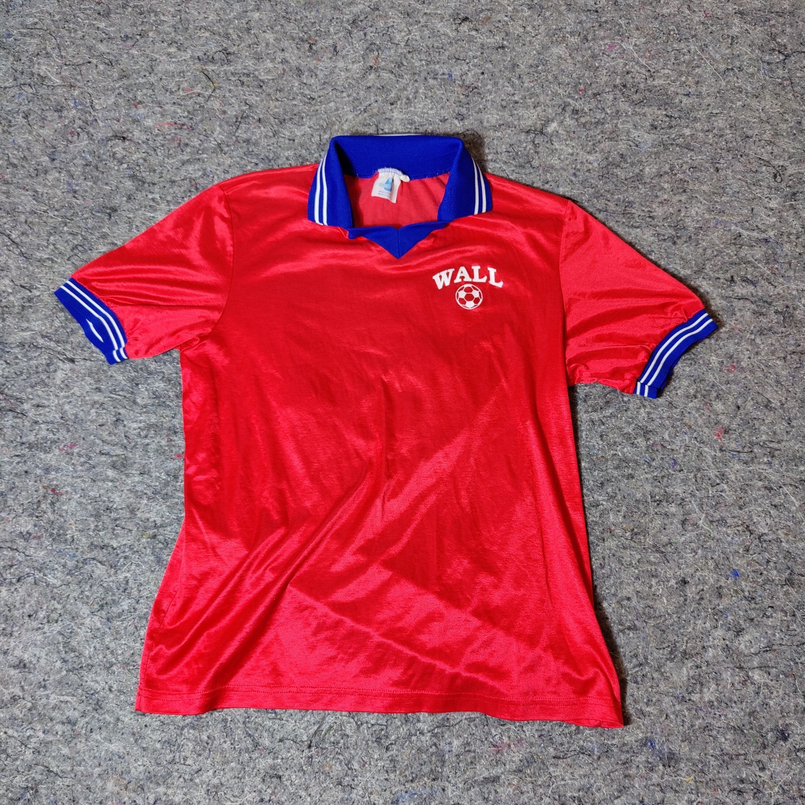 Vintage Satin Soccer Jersey Size XL Red #27 Ringer Silky Shiny Collared 90s