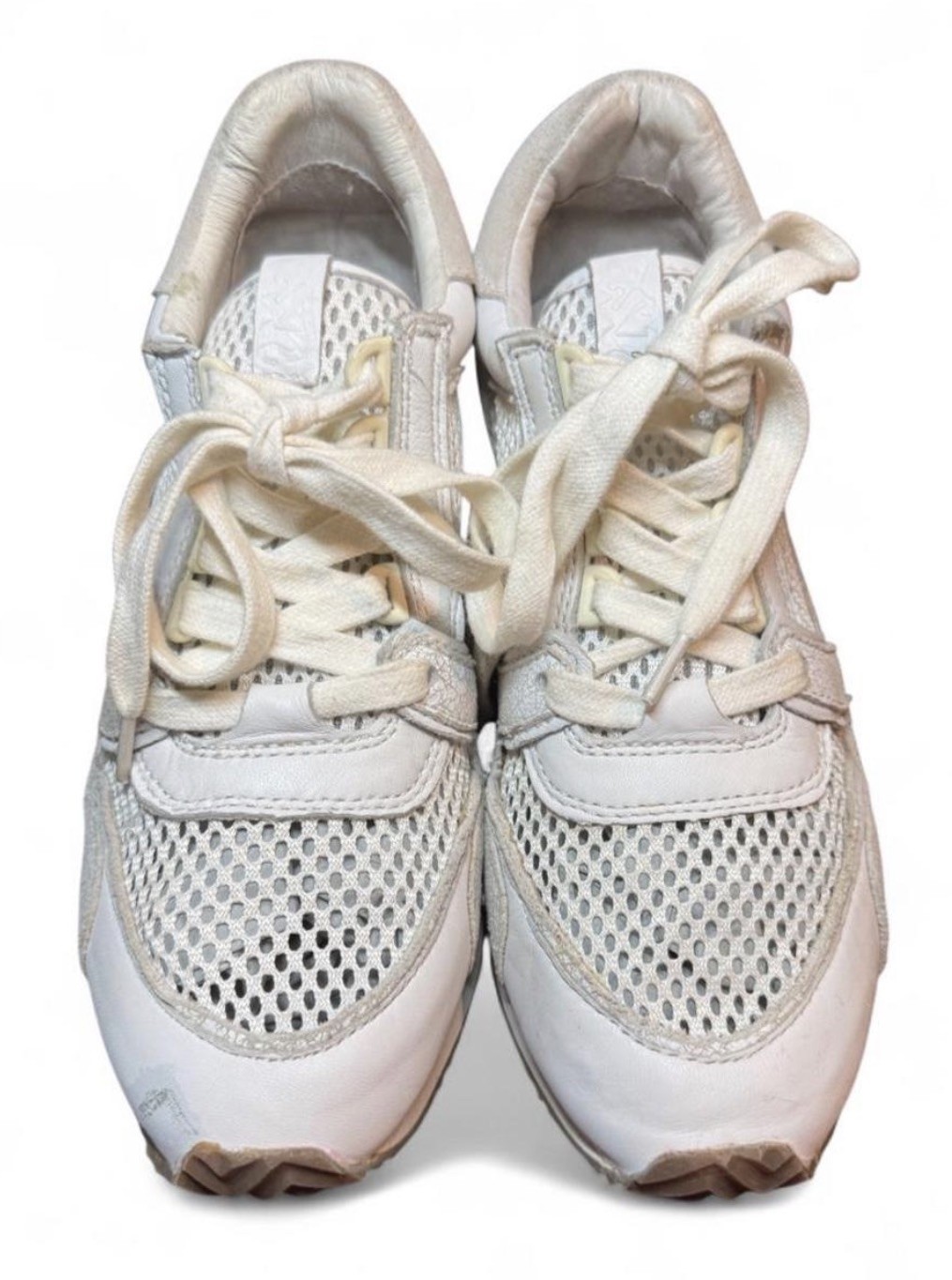 Ash Dean White Leather Mesh Wedge Sneakers Luxury Hidden Heel Women’s 37 / 7.5