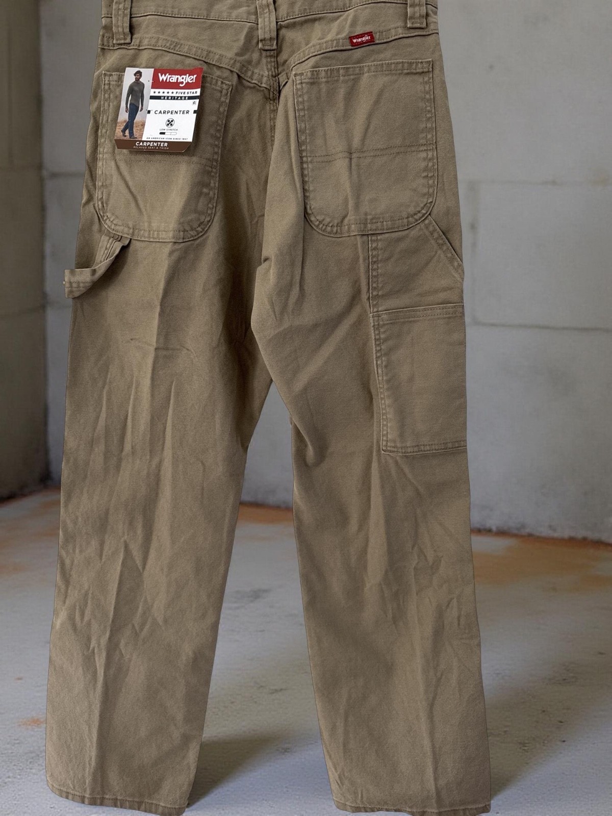 Wrangler 5 Star Heritage Tan Carpenter Jeans Size 30X30 Harvest Tan, Cotton/Elas