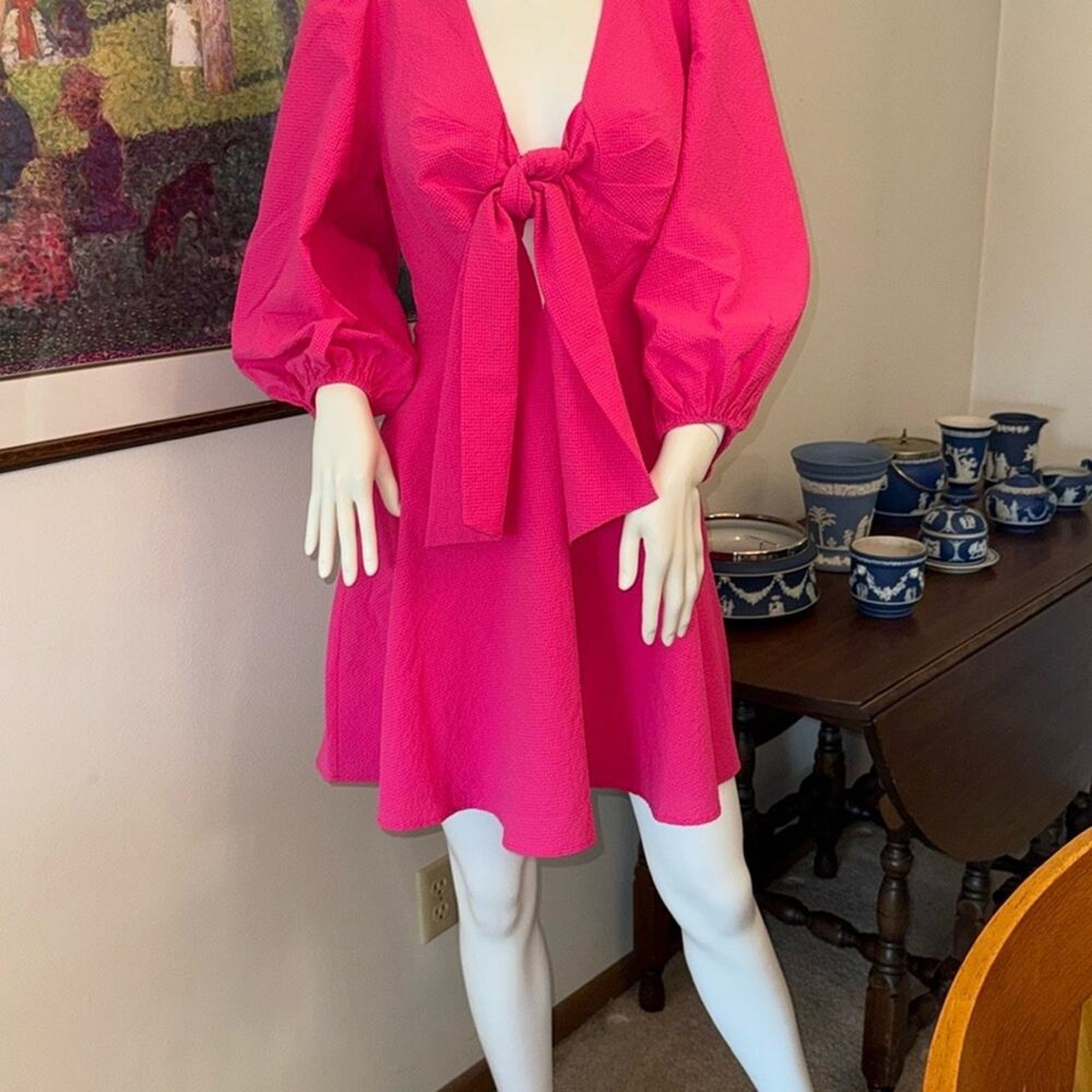 Ted Baker Hot Pink Tie-Front Mini Dress