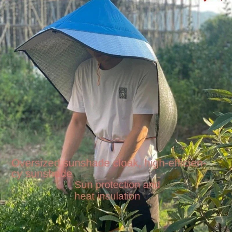 Sun & Rain Protection Hooded Cape – Breathable UV Hat for Farming/Gardening