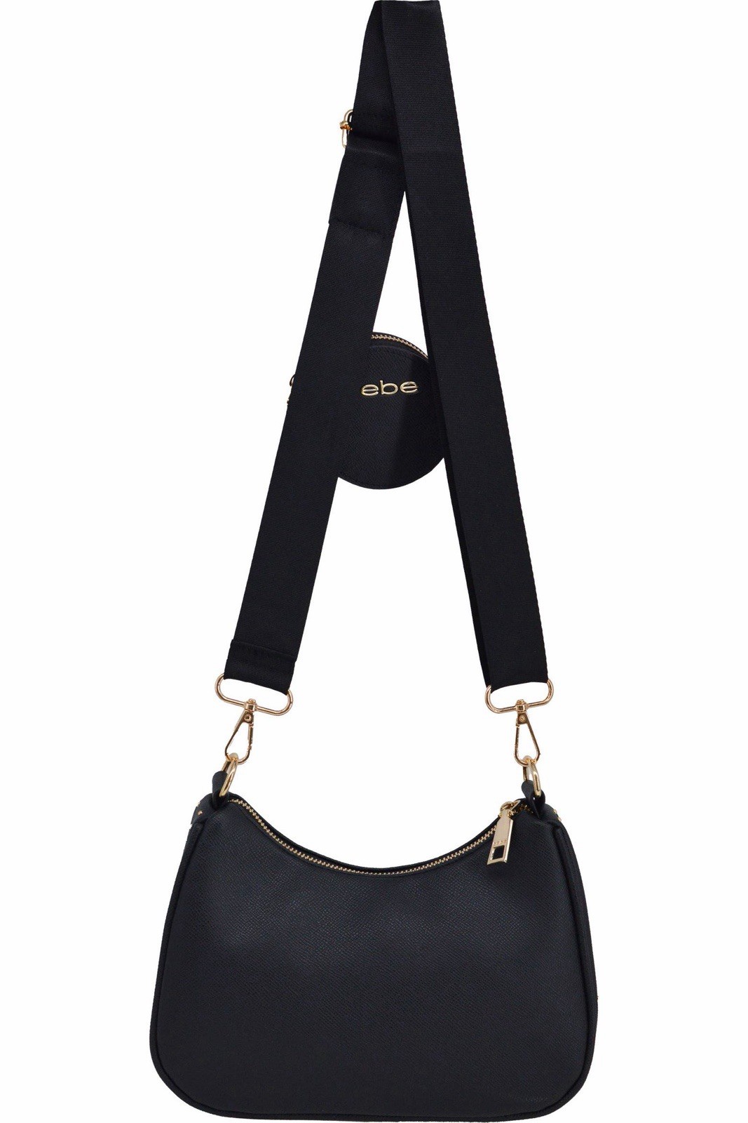 bebe Sagan Studded Crossbody Bag with Zip Pouch in black, brand new with tags