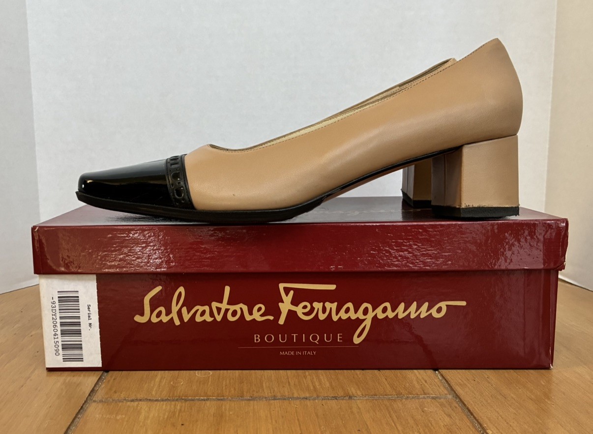 Salvatore Ferragamo Marisa 4cm 0240300 Sand Nappa Kid Nero Size 9