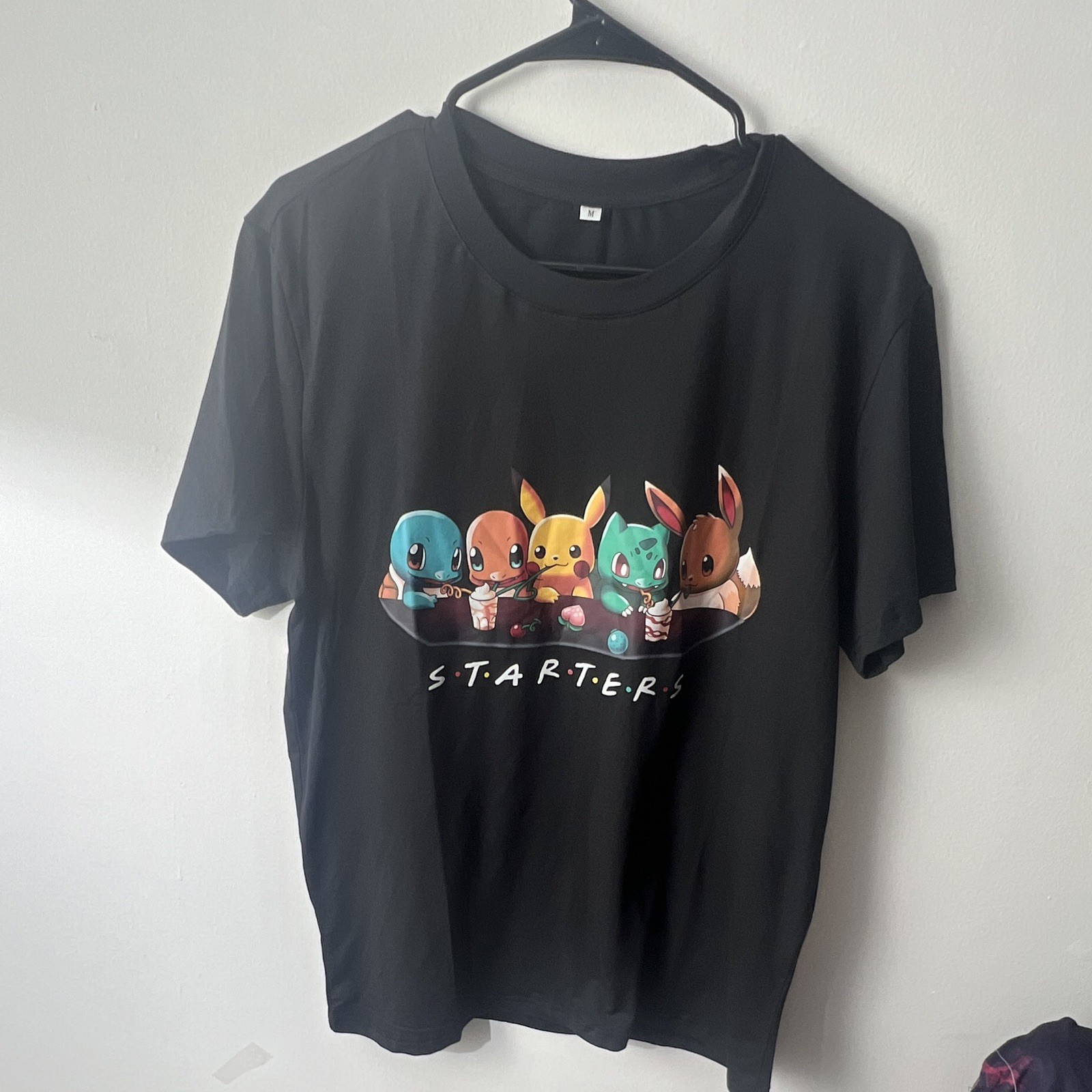 3 LotMen’s Black Graphic Print T-Shirt M Crew Neck Short Sleeve Pokémon Starters