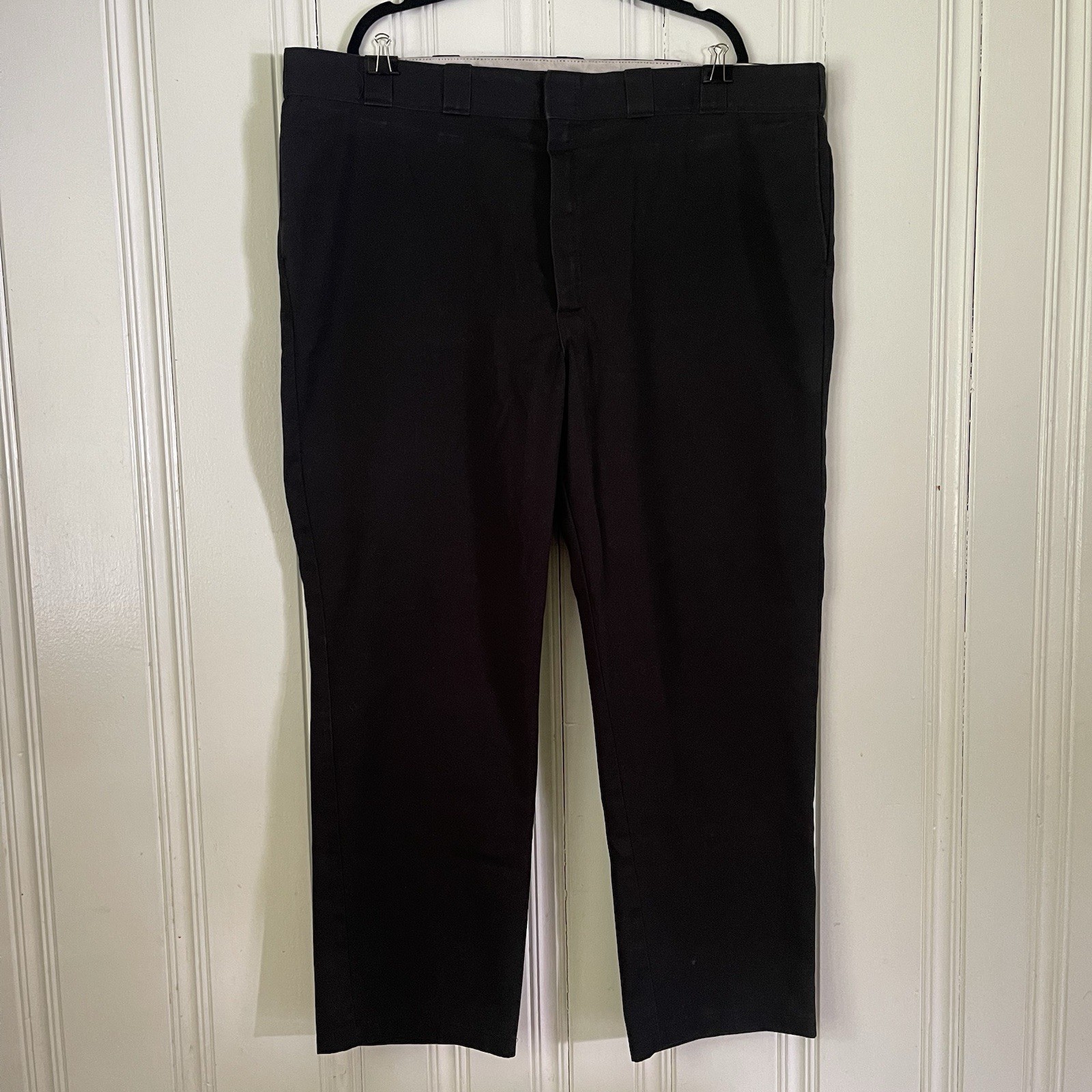 Dickies Men Black 874 Original Fit Flat Front Work Pants Size 48×32