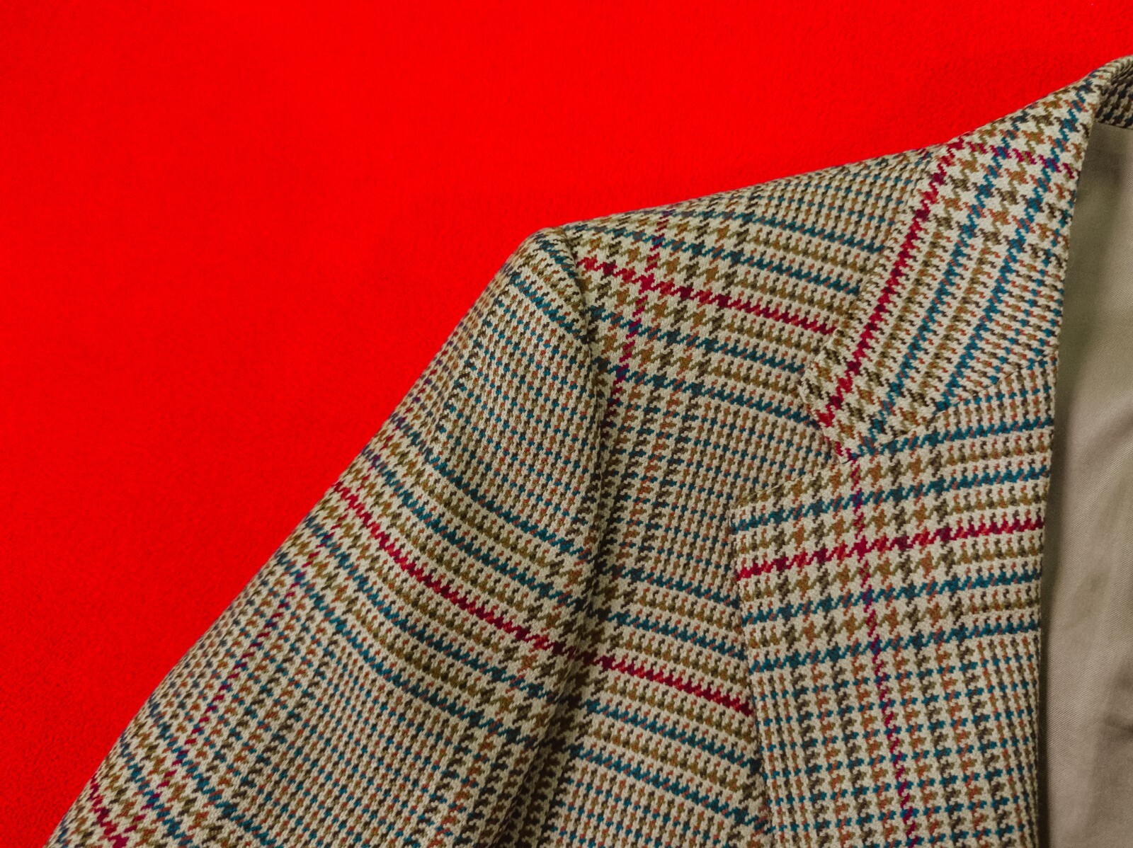 CORNELIANI Sartoria Men 90% Wool 10% Cashmere Plaid Beige Size 48 / M Jacket