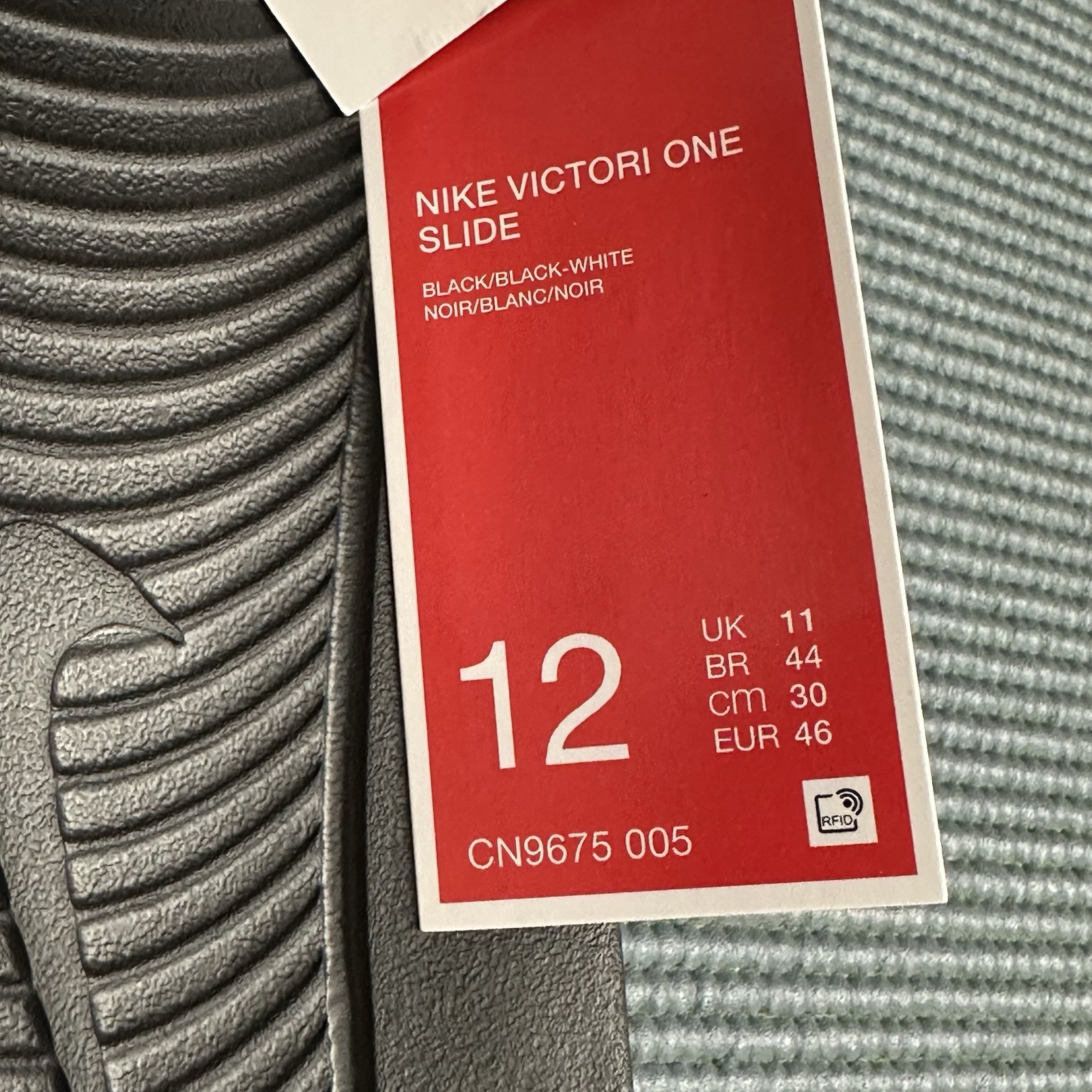 Nike Victori One Slide CN9675-005 Black White Men’s 12 Sandals Slides New NIB