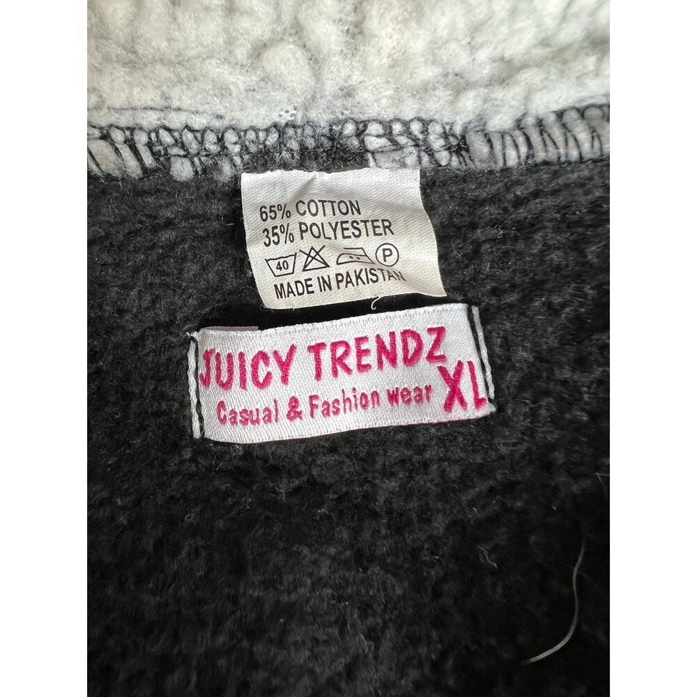 Juicy Trendz Black Double Zip Fleece Casual Hoodie Sweatshirt Jacket Coat Sz XL