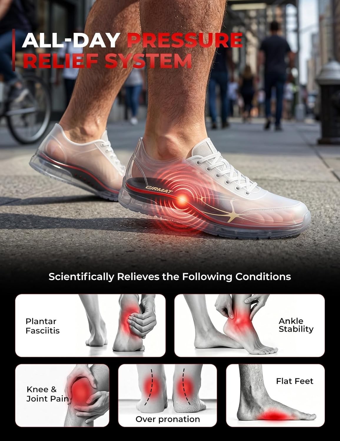 Plantar Fasciitis High Arch Support Insoles for Men Women, Arch Support Inserts