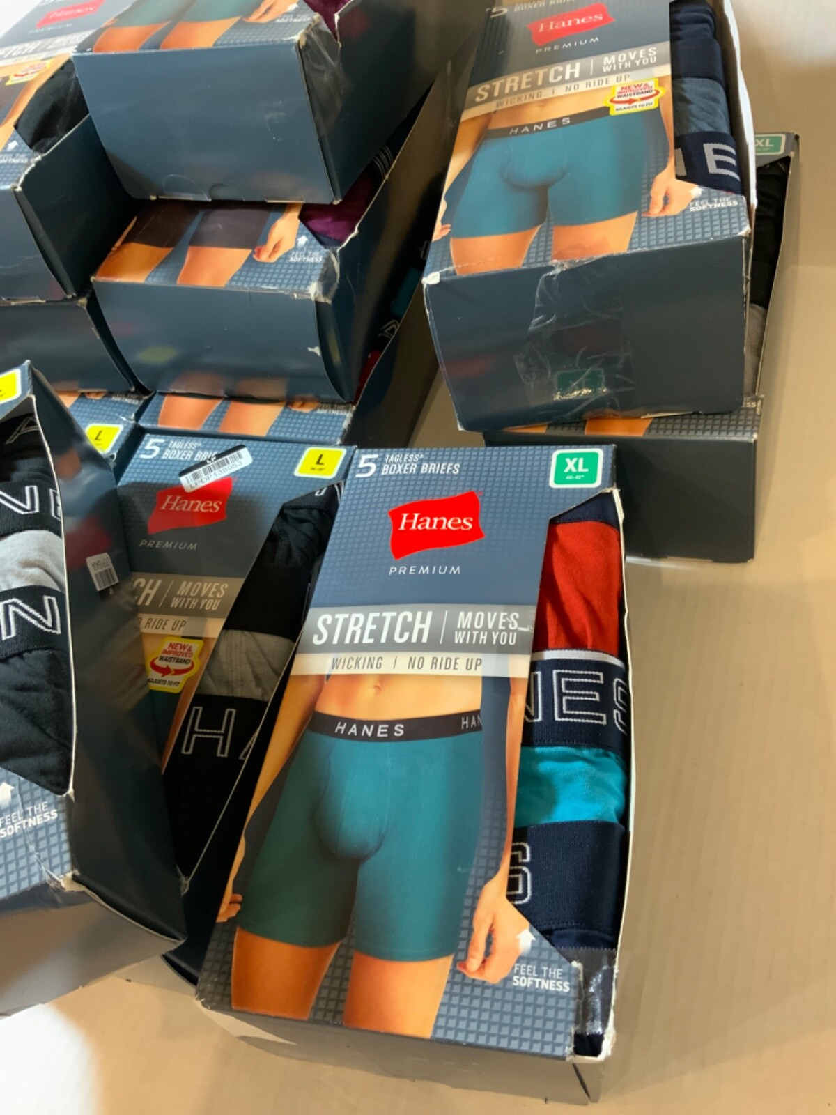 Hanes Premium Stretch Tagless Boxer Briefs Fresh IQ wicking no ride up / Variety