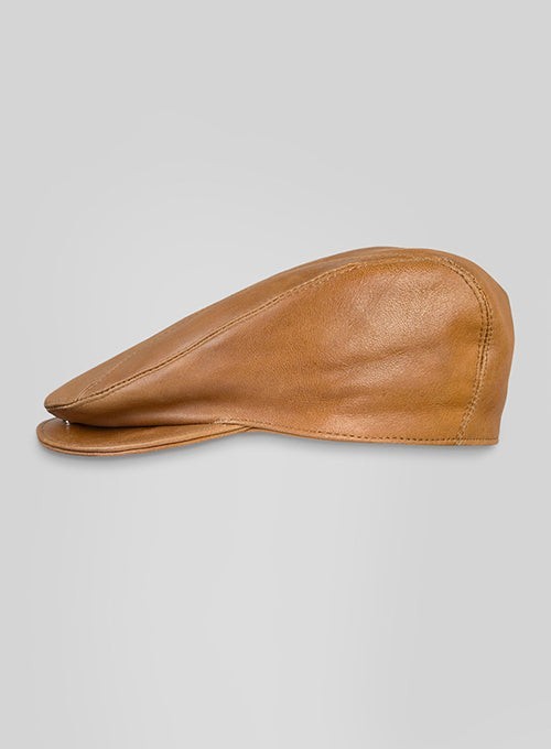 Men’s Genuine Leather Canberra Tan Cap Biker Style Head Wrap Skull Hat Handmade