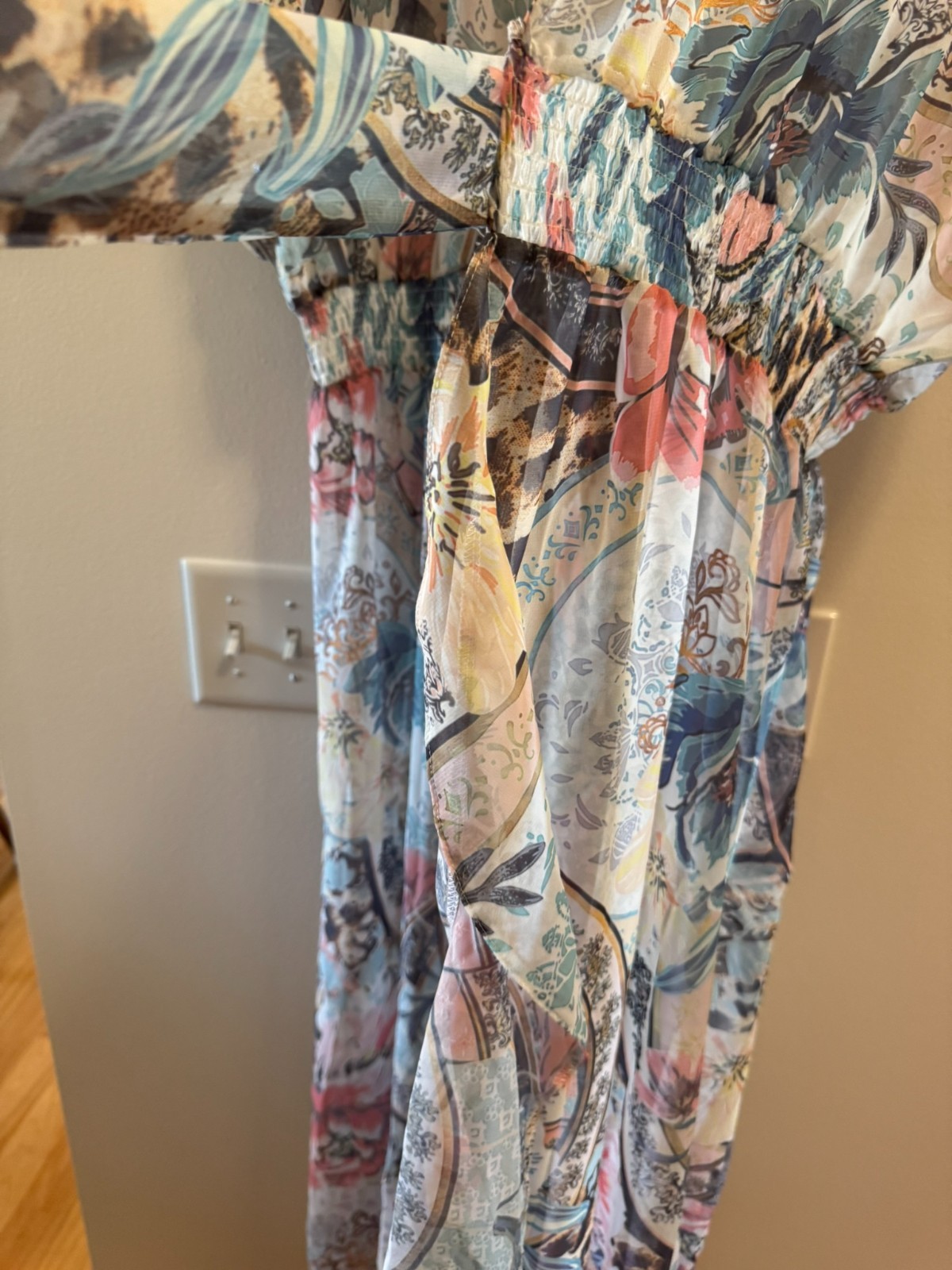 Venus 1X Multicolor Floral Paisley Sequin Kaftan Maxi Dress Duster Coverup Plus