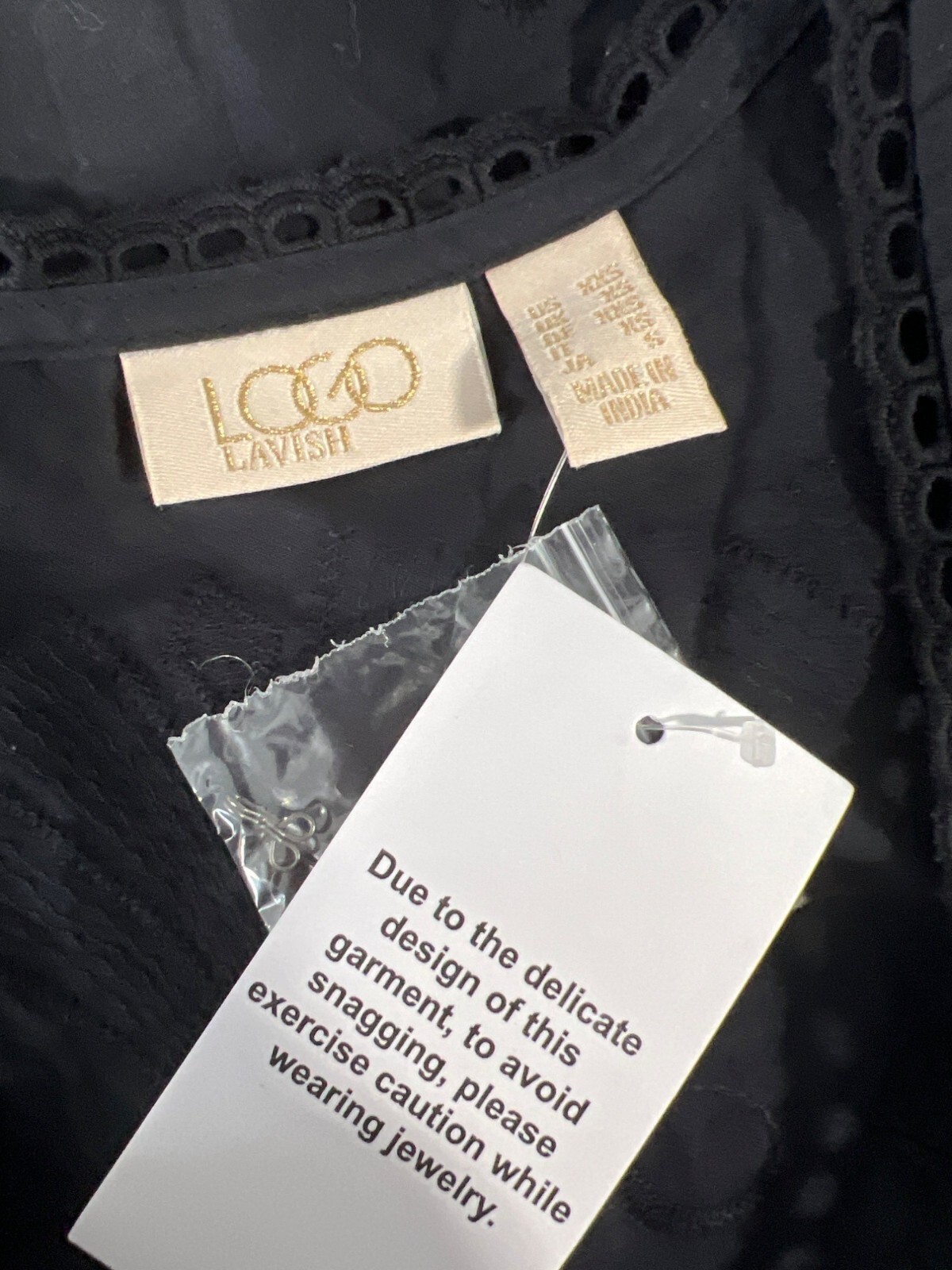 LOGO Lavish by Lori Goldstein Eyelet Lace Cropped Jacket Womens XXS Black NEW