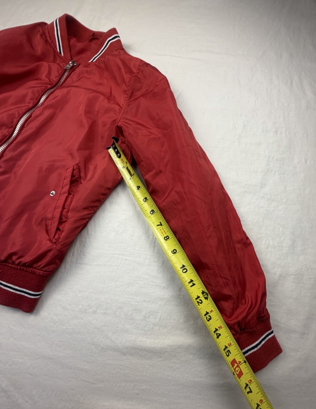 Unbranded Red Bomber Jacket Kids Minimalist Streetwear Zip Black Striped
