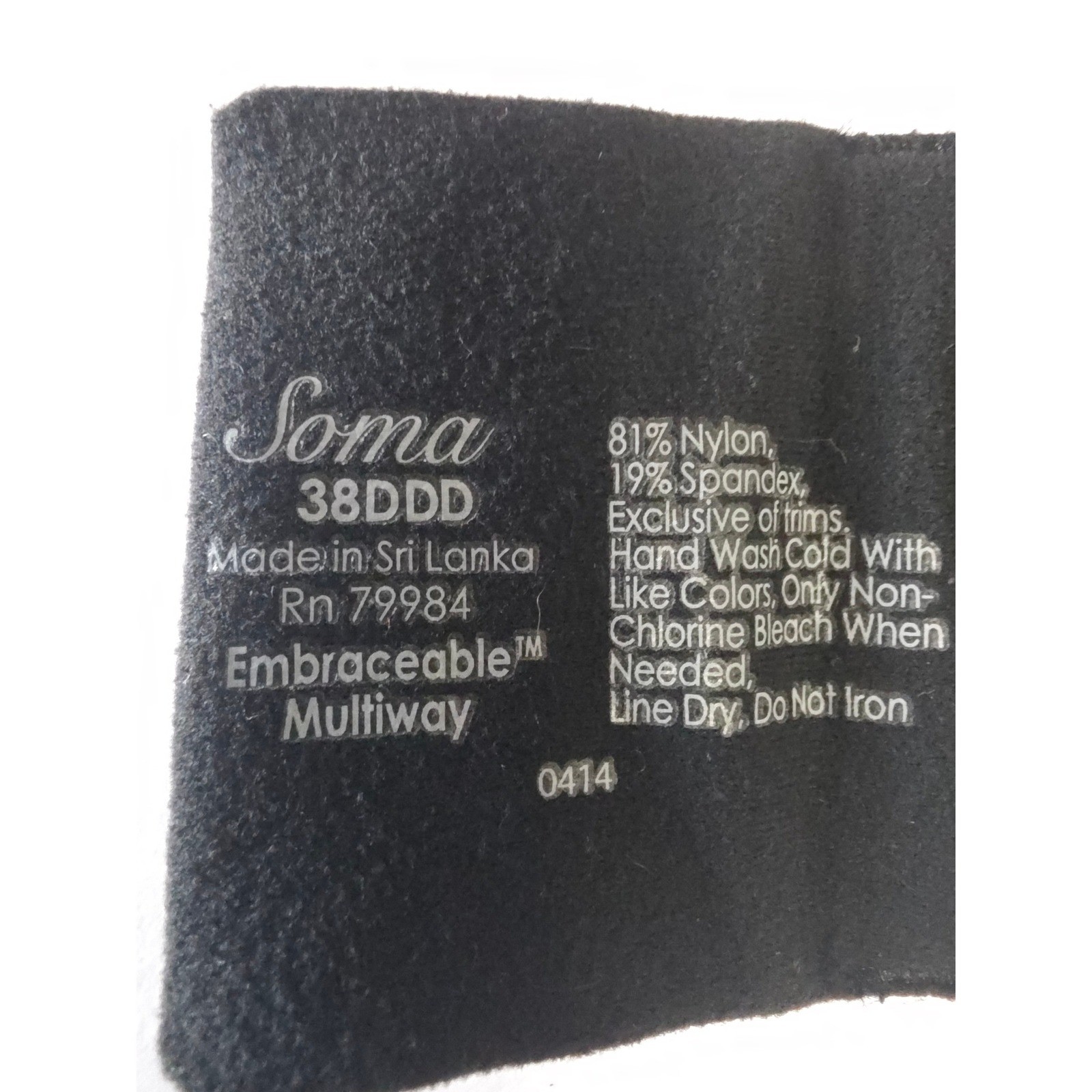 Soma Embraceable Multiway Strapless Bra 38DDD Black NO STRAPS