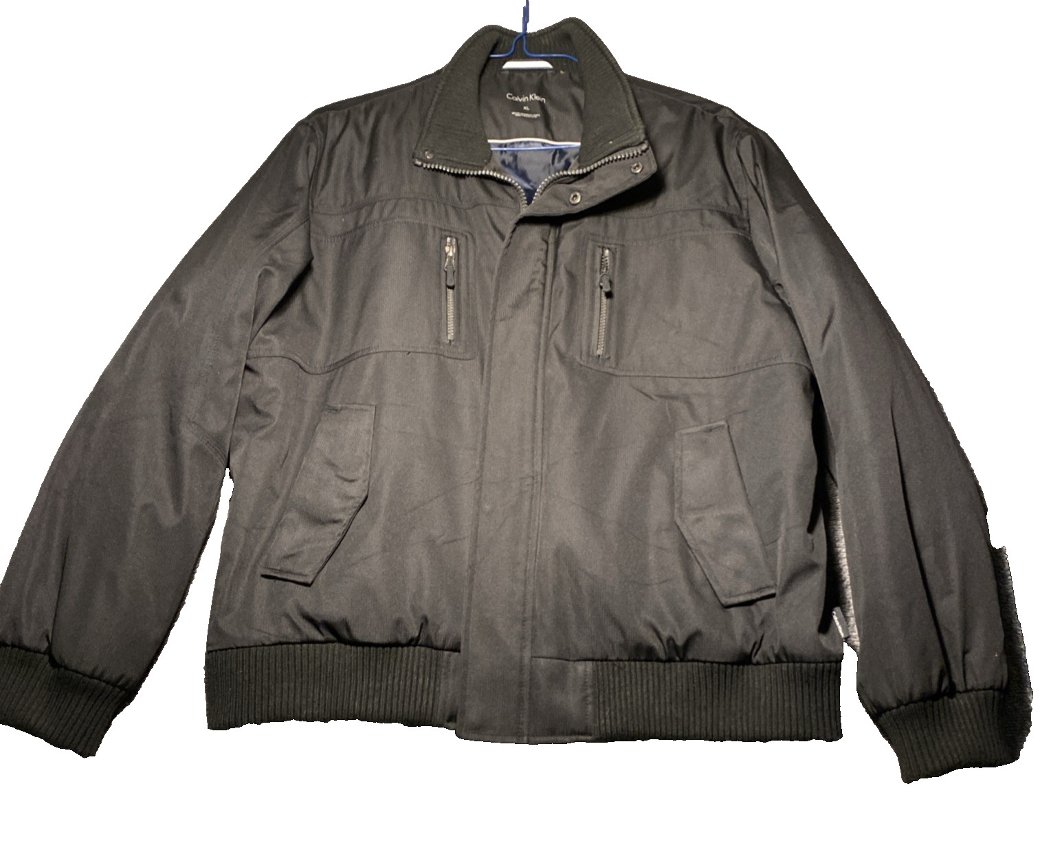 NWOT $195 Calvin Klein Men’s Black Classic Ripstop Bomber Coat Jacket Size XL
