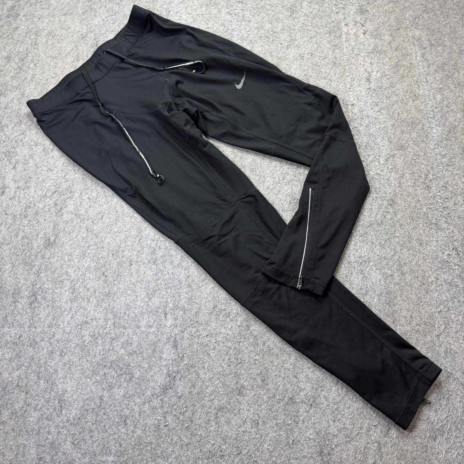 Nike DRI-FIT Essential Running Tights Men XL Black Compression 29″ Ankle Zip