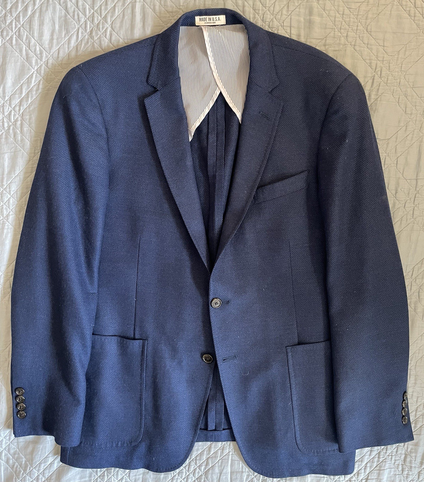 TODD SNYDER Mayfair Fit Nailhead Knit Wool Jacket in Almost Navy 42 R $798
