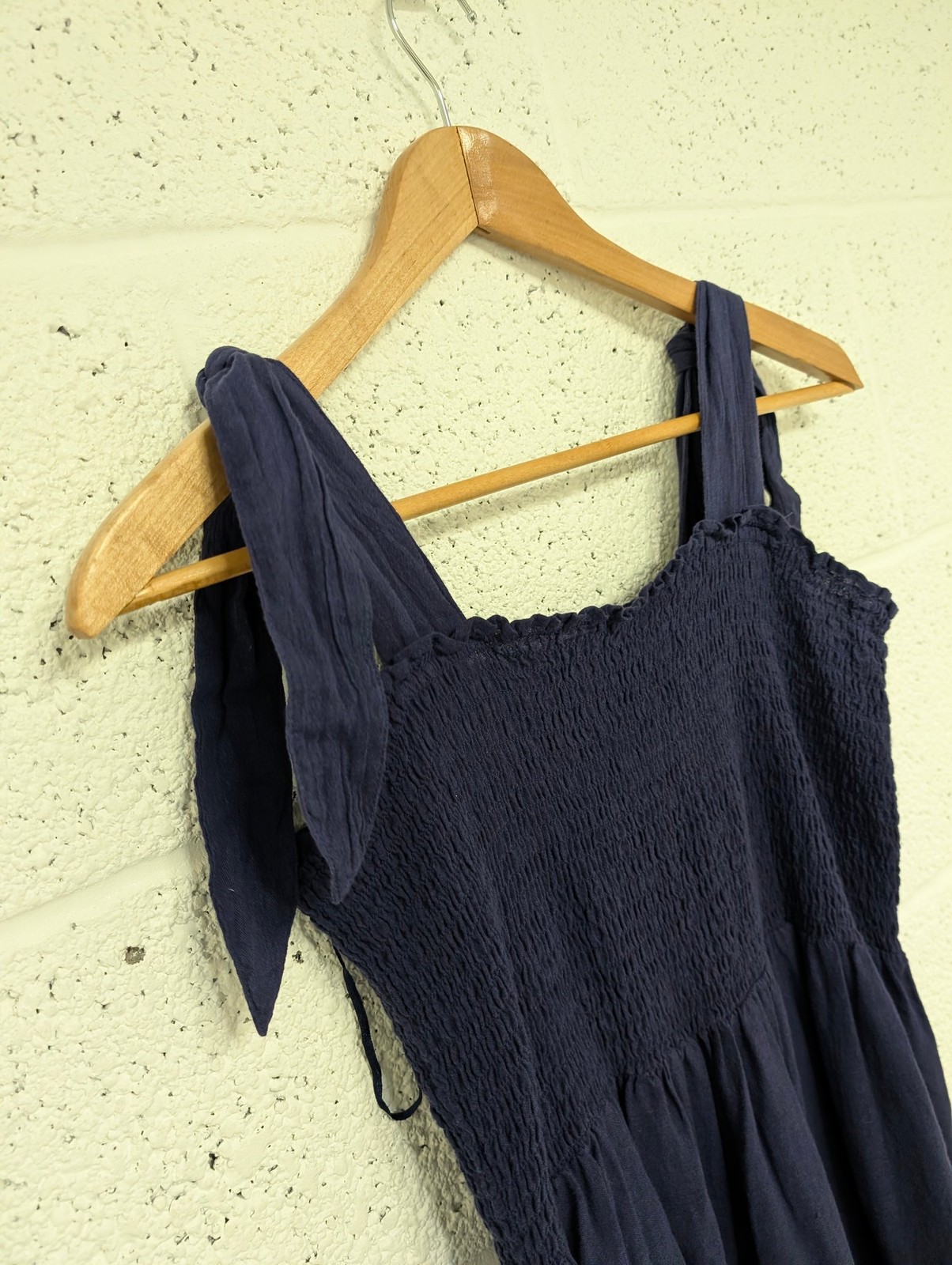 Accessorize 100% Cotton Midi Dress Purple/Navy Stretch Summer Holiday M UK 12-14