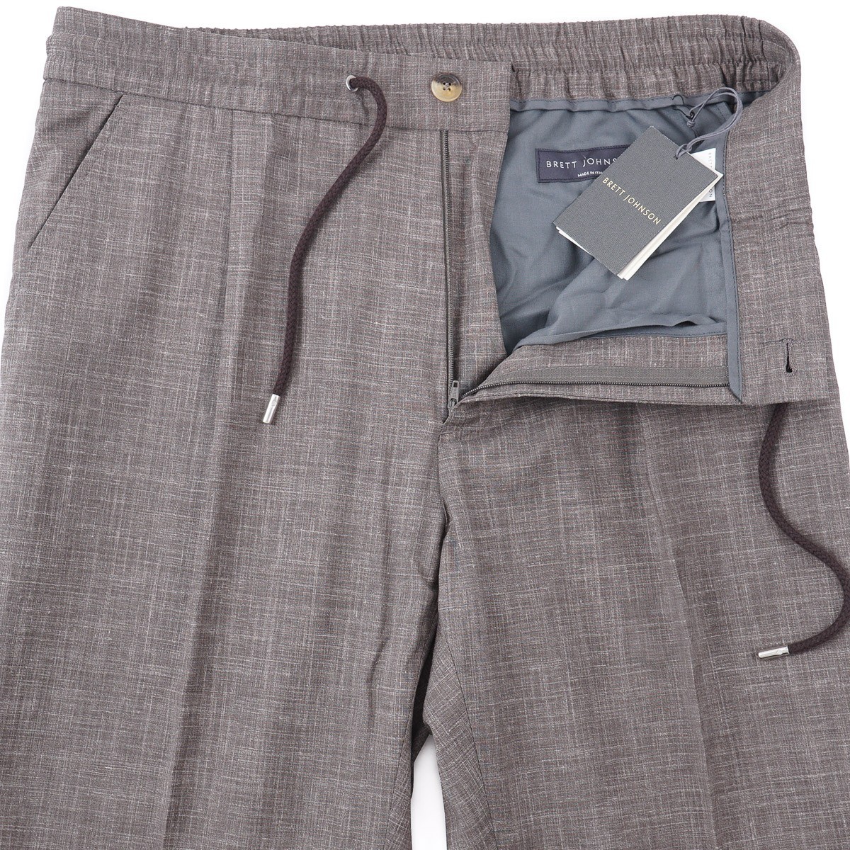 Brett Johnson Gray-Brown Wool-Silk-Linen Drawstring Pants XL 37-38 (Eu 54) NWT