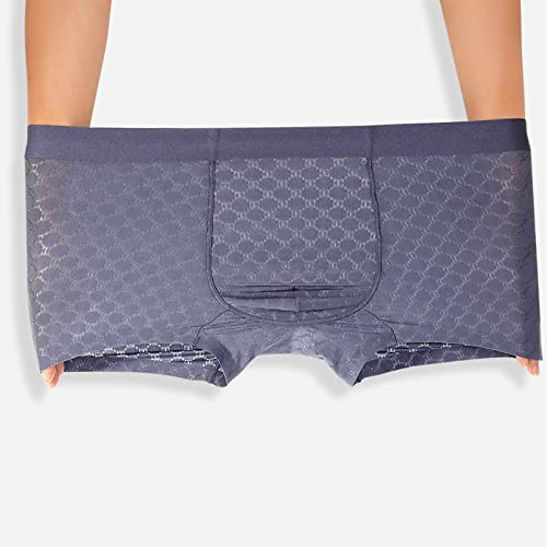 Mens Ice Silk Mesh Boxer Briefs Breathable Underwear | Cool Large 4pcs Black