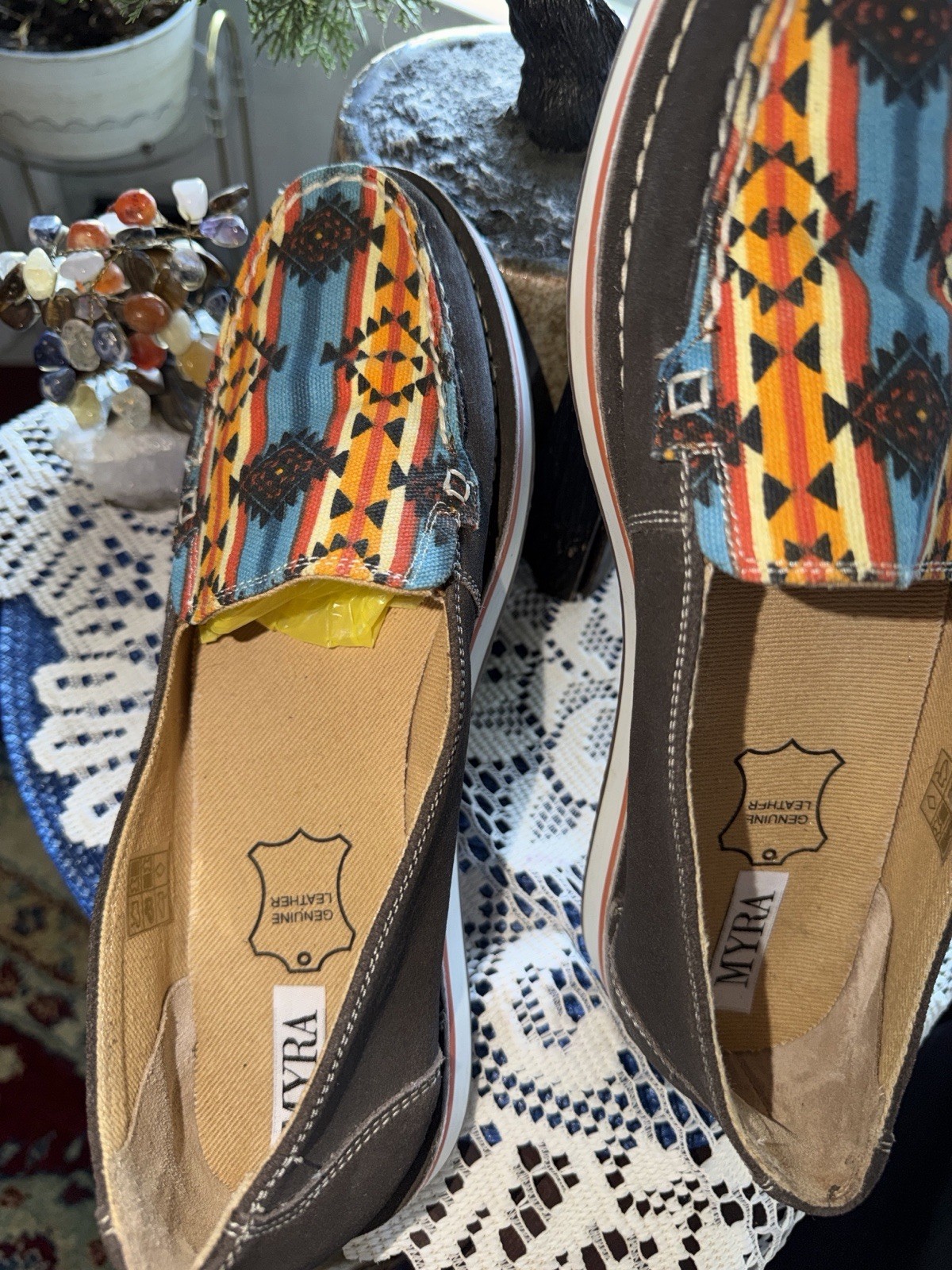MYRA Cruiser Loafers Womens 10 Aztec Western Slip On Leather Boho Shoes