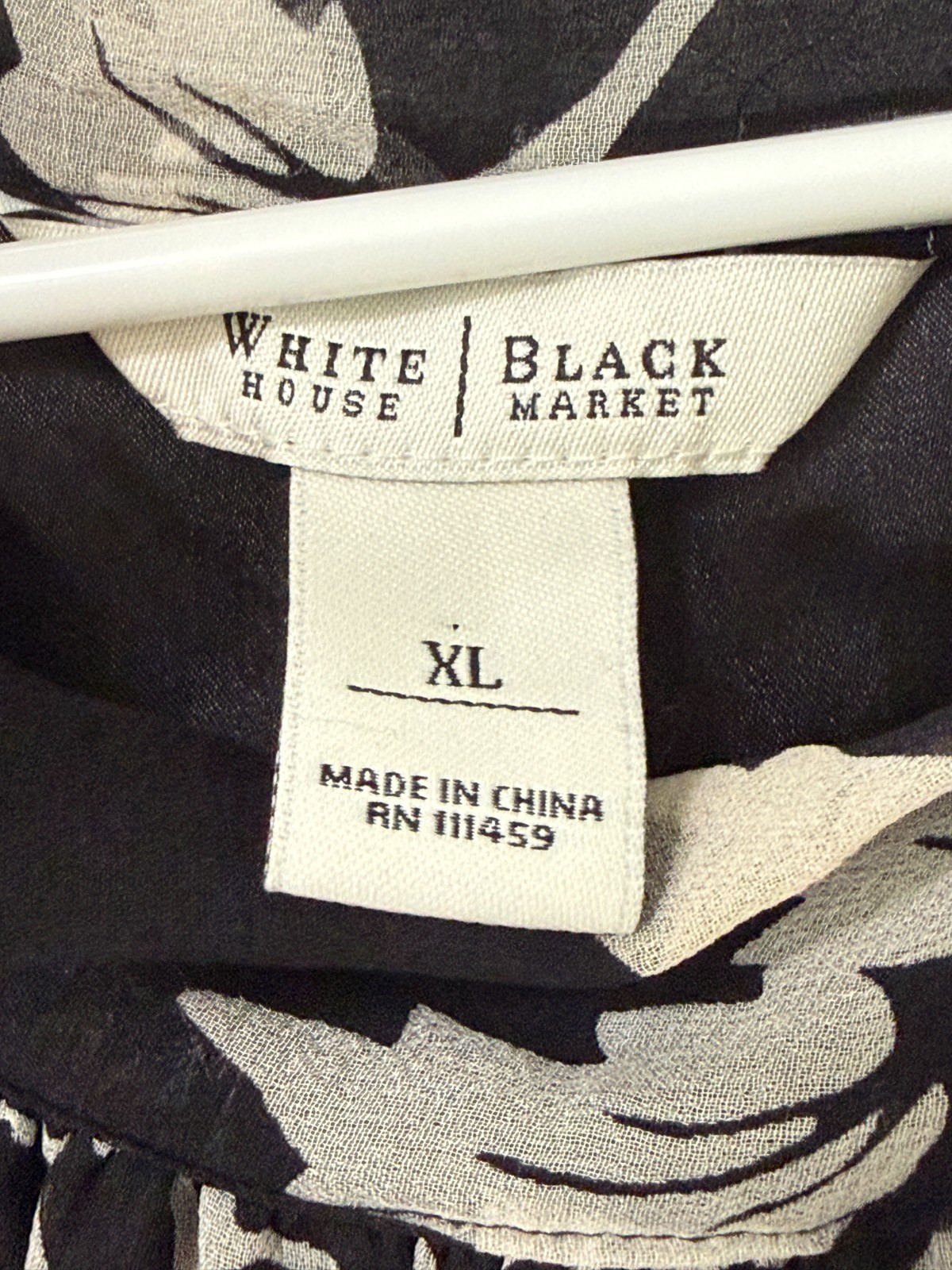 White House Black Market Silk Black Floral Halter Blouse XL Old Money Career