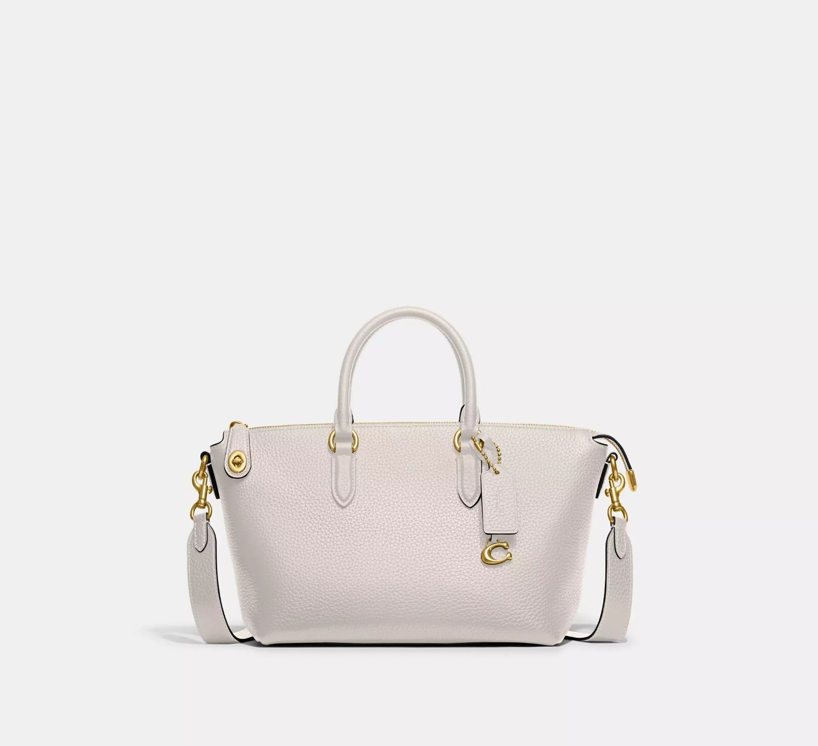 NWT Coach Chalk White Pebbled Leather Cara Satchel Bag Purse CE741