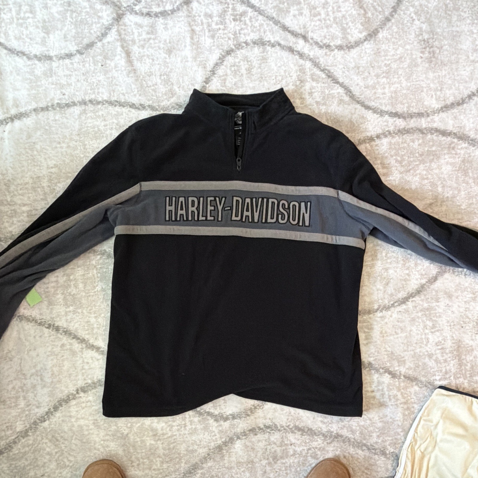 Harley-Davidson Men’s Black/Gray Colorblock 1/4 Zip Pullover Jacket 2XL