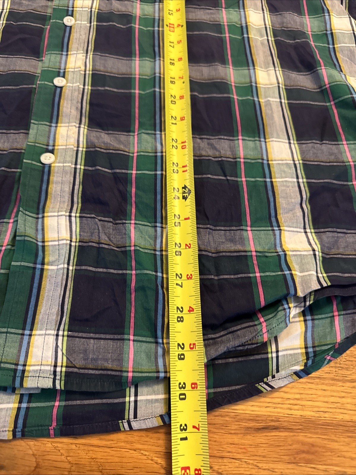 Pendleton Shirt Mens XL Button Down Short Sleeve Blue Green Plaid Check Cotton