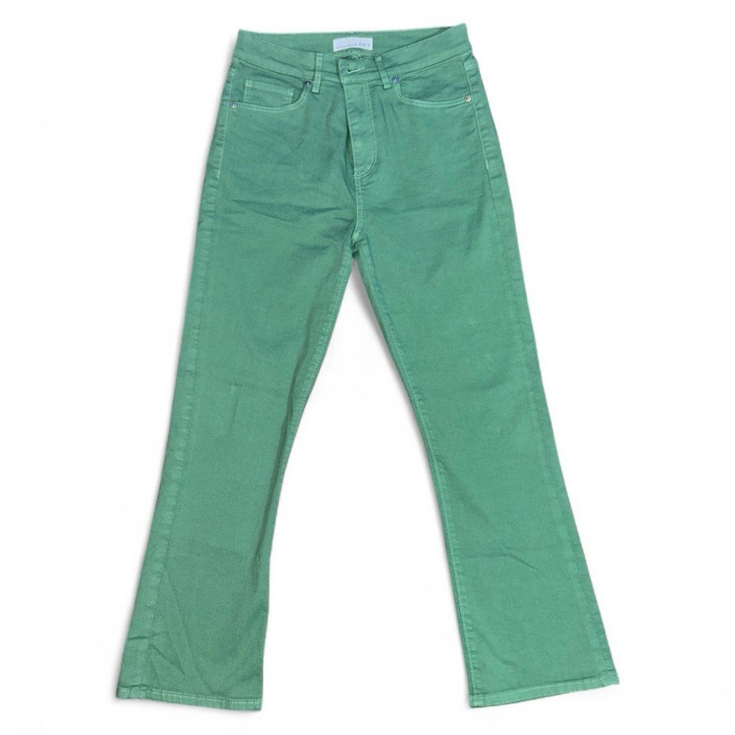 LOFT Women’s Green Solid 5-Pocket Flared Jeans Regular Size 0
